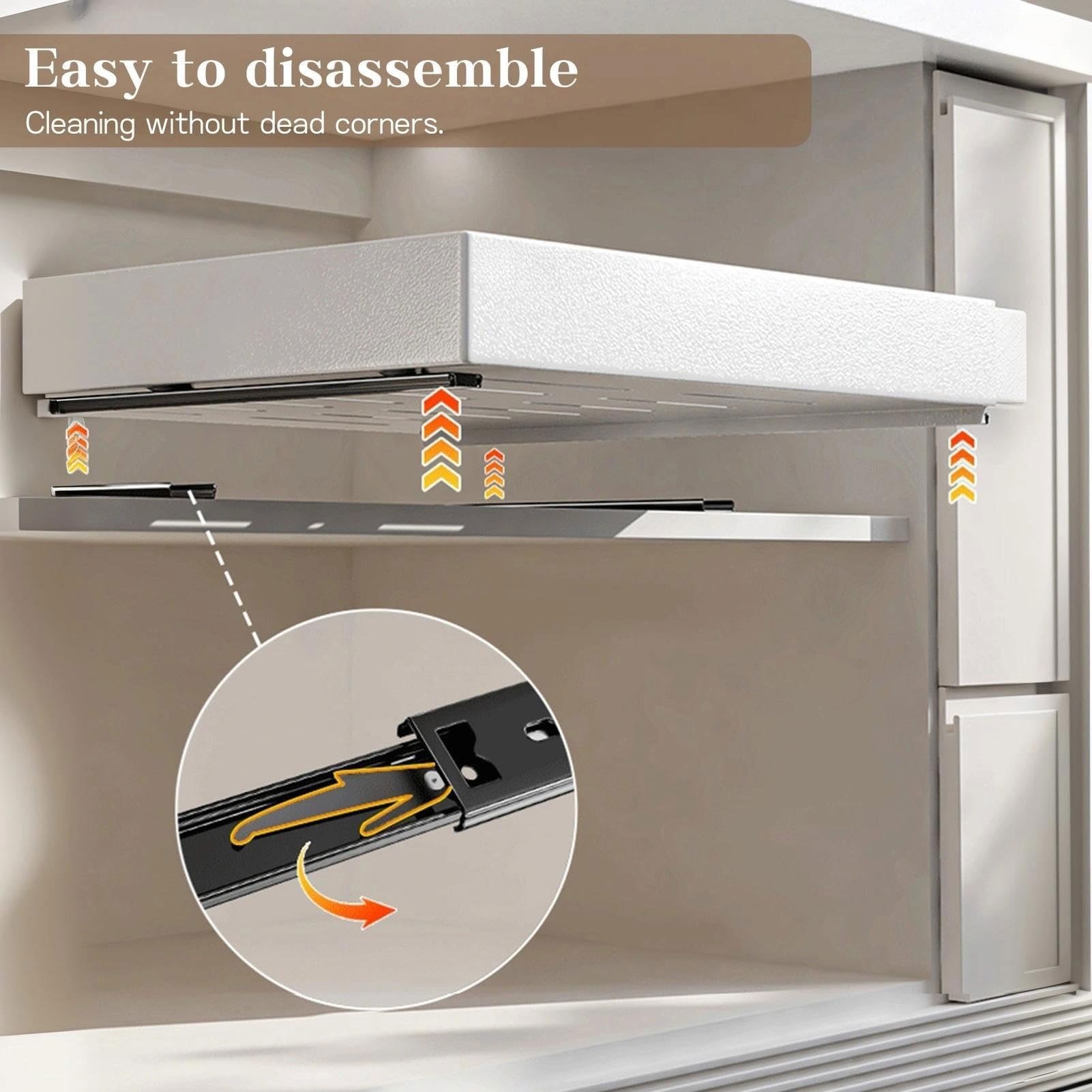 Ausziehbarer Schrank-Organizer – ausziehbare Schublade, robustes ausziehbares Aufbewahrungsregal for Küche und Badezimmer, einfache Installation(2 Pack,S)