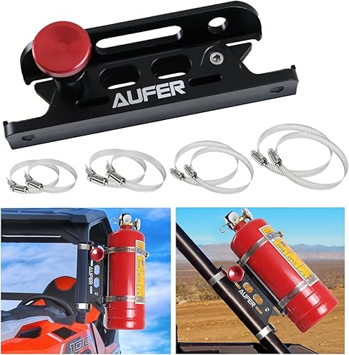 AUFER Soporte universal de aluminio de liberación rápida para extintor de incendios compatible con Jeep Wrangler Gladiator Ford Bronco UTV Polaris