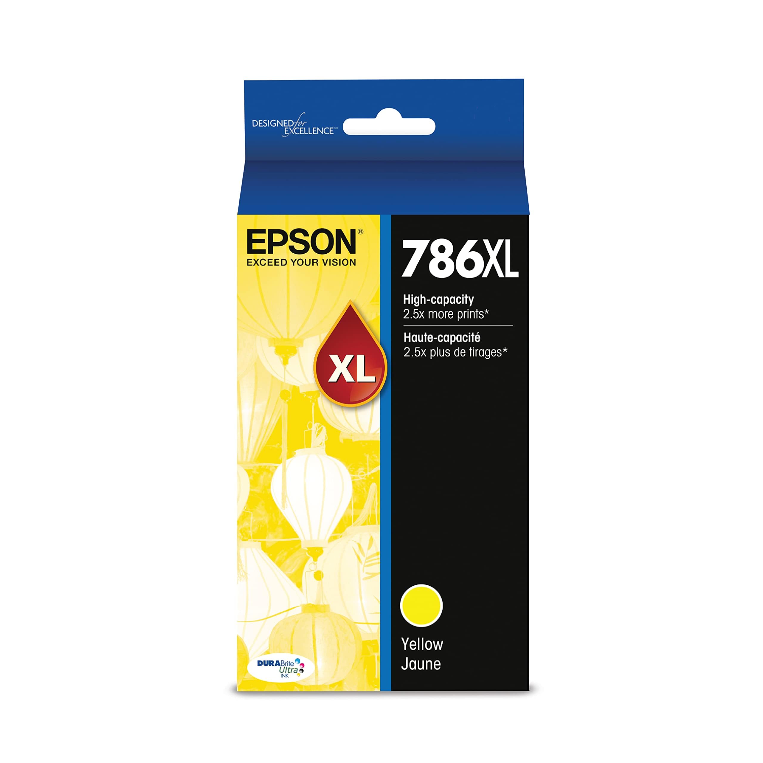 EPSON 786 DURABrite Ultra Ink High Capacity Yellow Cartridge (T786XL420-S) Works with WorkForce WF-5110, 5190, 5620, 5690