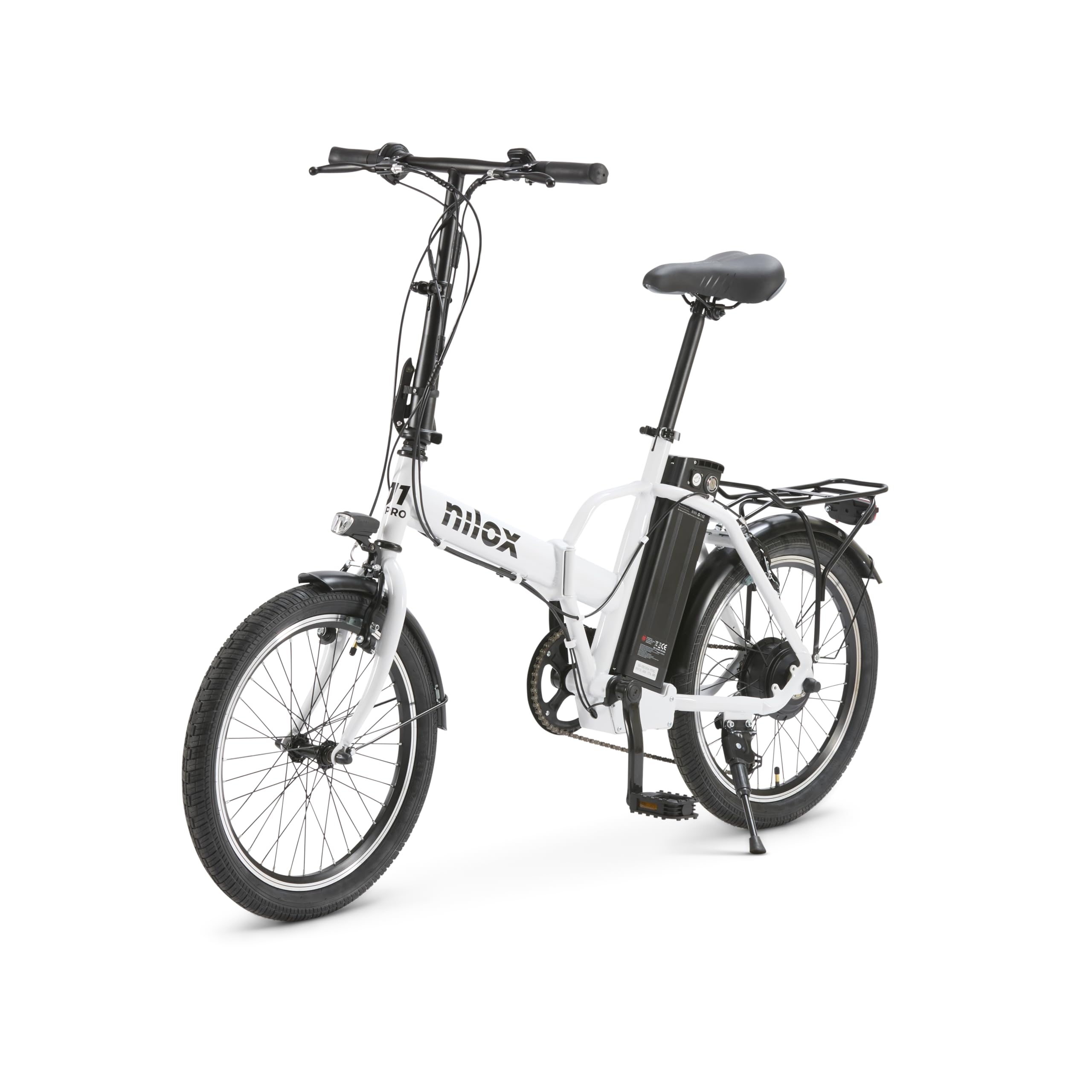 Nilox J1 PRO Bicicleta Eléctrica Plegable, Autonomía 40km y Velocidad 25 km/h, Motor Trasero 250 W y Batería Litio Extraíble 8 Ah, E-bike con Pantalla LED 5 niveles