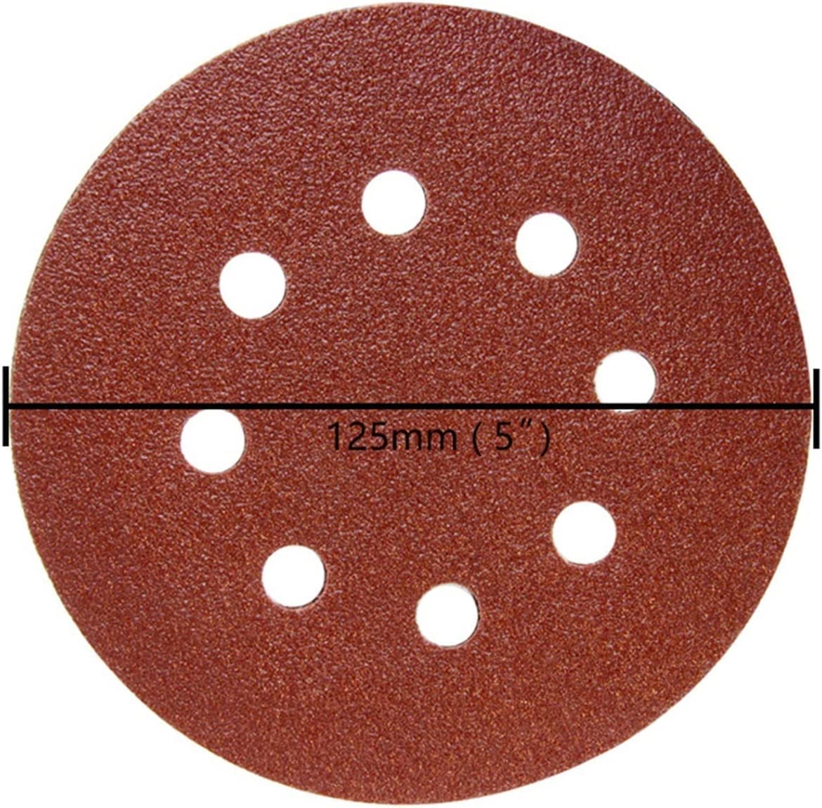 Tamponi abrasivi, carta vetrata mista, TASP 100 pezzi 125 mm 5 "carta vetrata abrasiva Levigatura disco a 8 fori con gancio e anello for carta vetrata grana 60 ~ 1500 for strumenti lucidanti Accessori