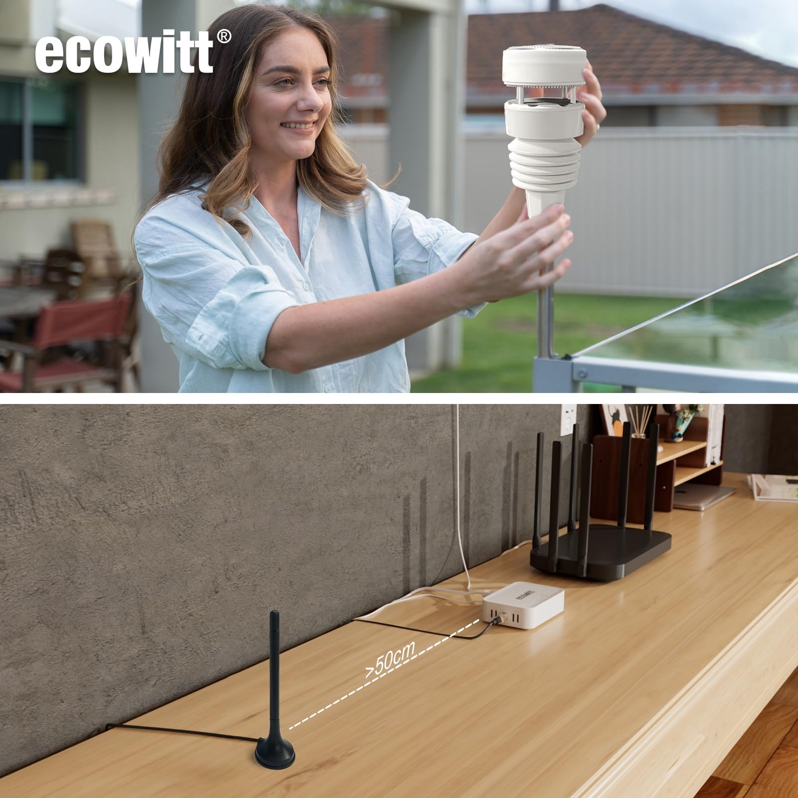 ECOWITT GW3011 GW3010 Stazione meteo 3 in 1 gateway WiFi con sensori temperatura umidità pressione barometrica e porta SD