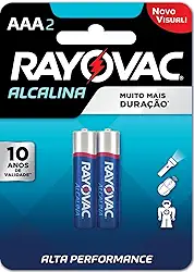 Pilha, Rayovac, 20912, Azul, AAA, Palito, pacote de 2