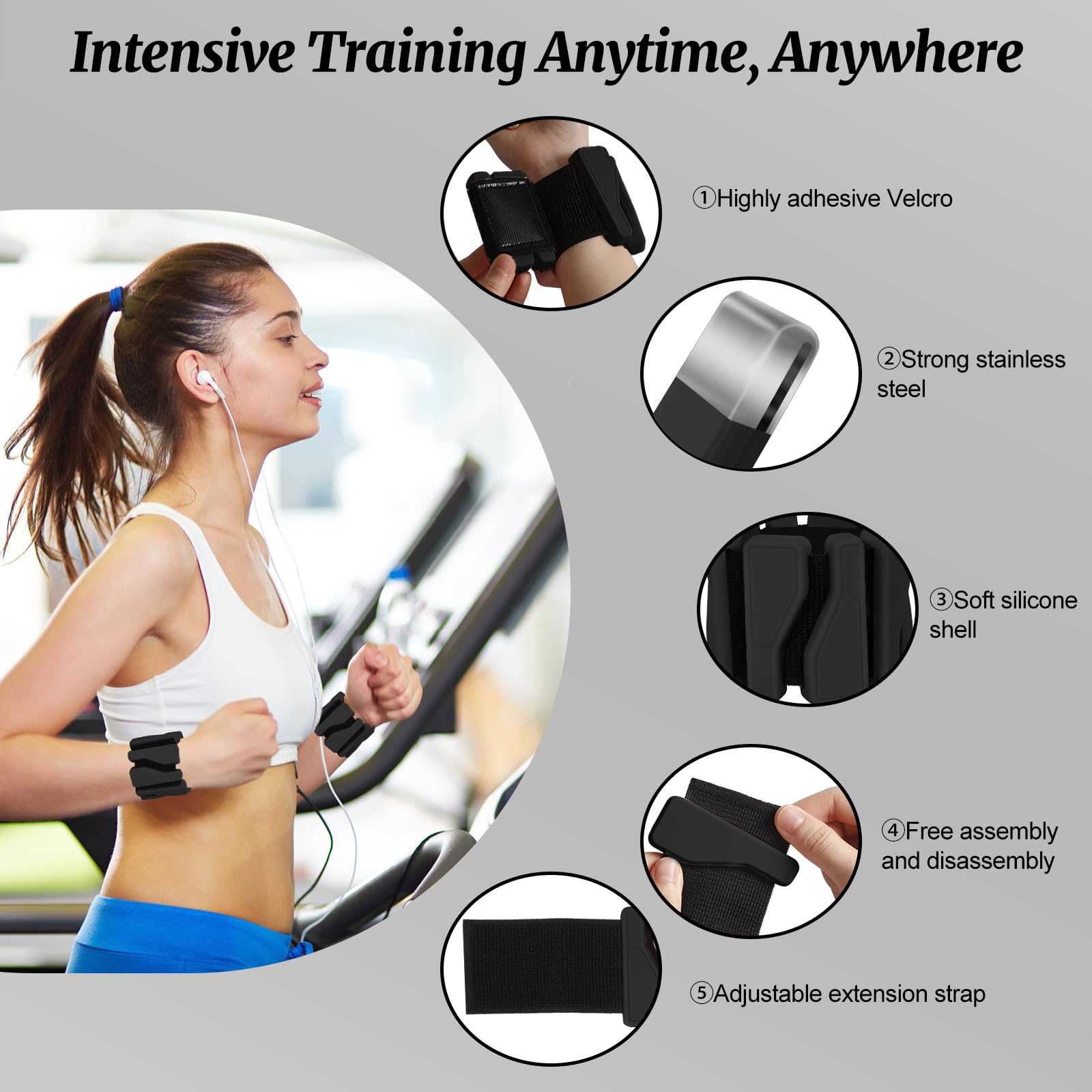 2 pz Pesi per Polsi Regolabile 0,46kg Ciascuno, Portatili Poids Cheville, Unisex Ankle Weights, Superficie In Silicone Cavigliere Pilates per Esercizio, Jogging, Yoga, Aerobica