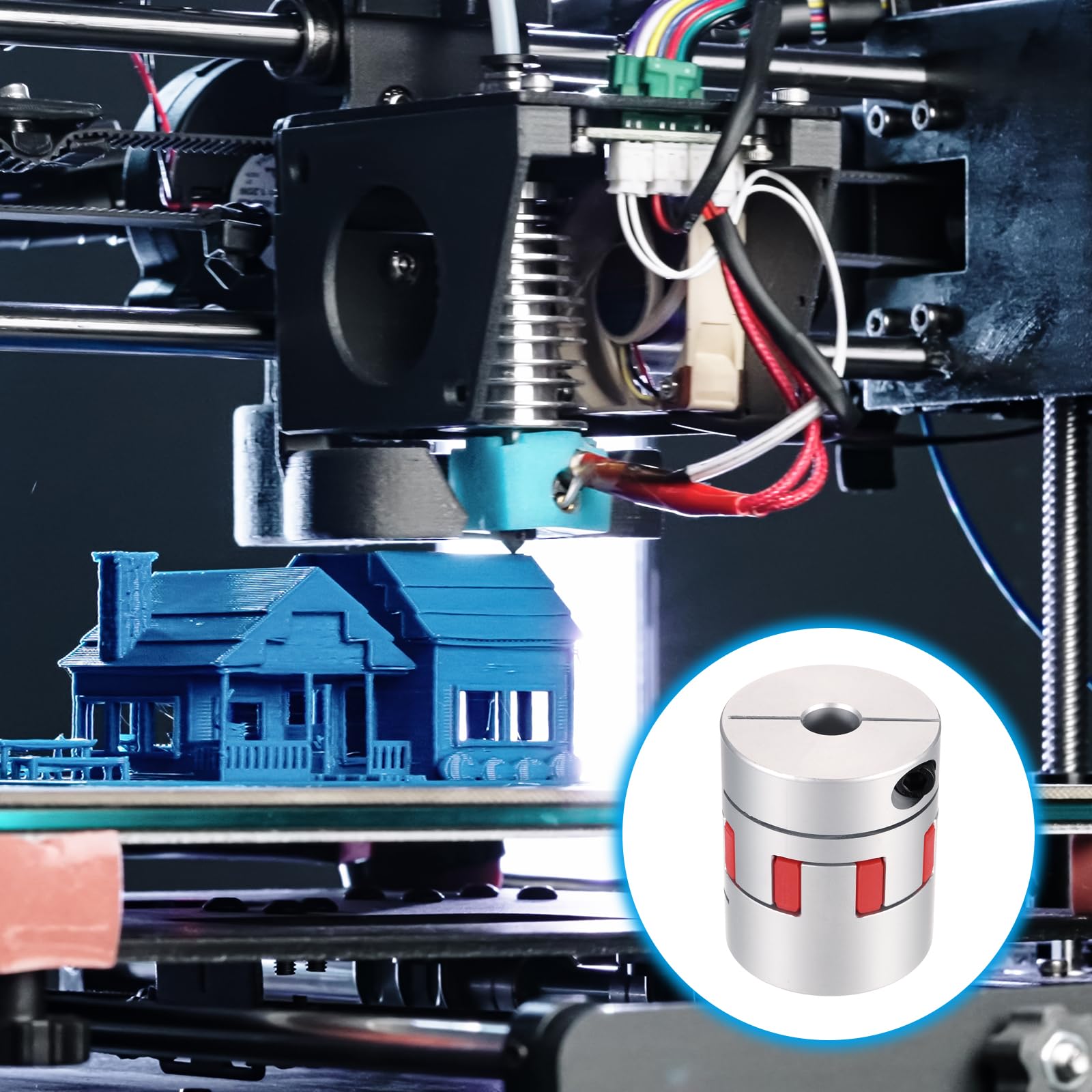 QUARKZMAN Acoplamiento de eje de aluminio de 16 mm a 28 mm Acoplamiento flexible de araña L66mm x D55mm Acoplador de eje de araña Conector conjunto para impresoras 3D
