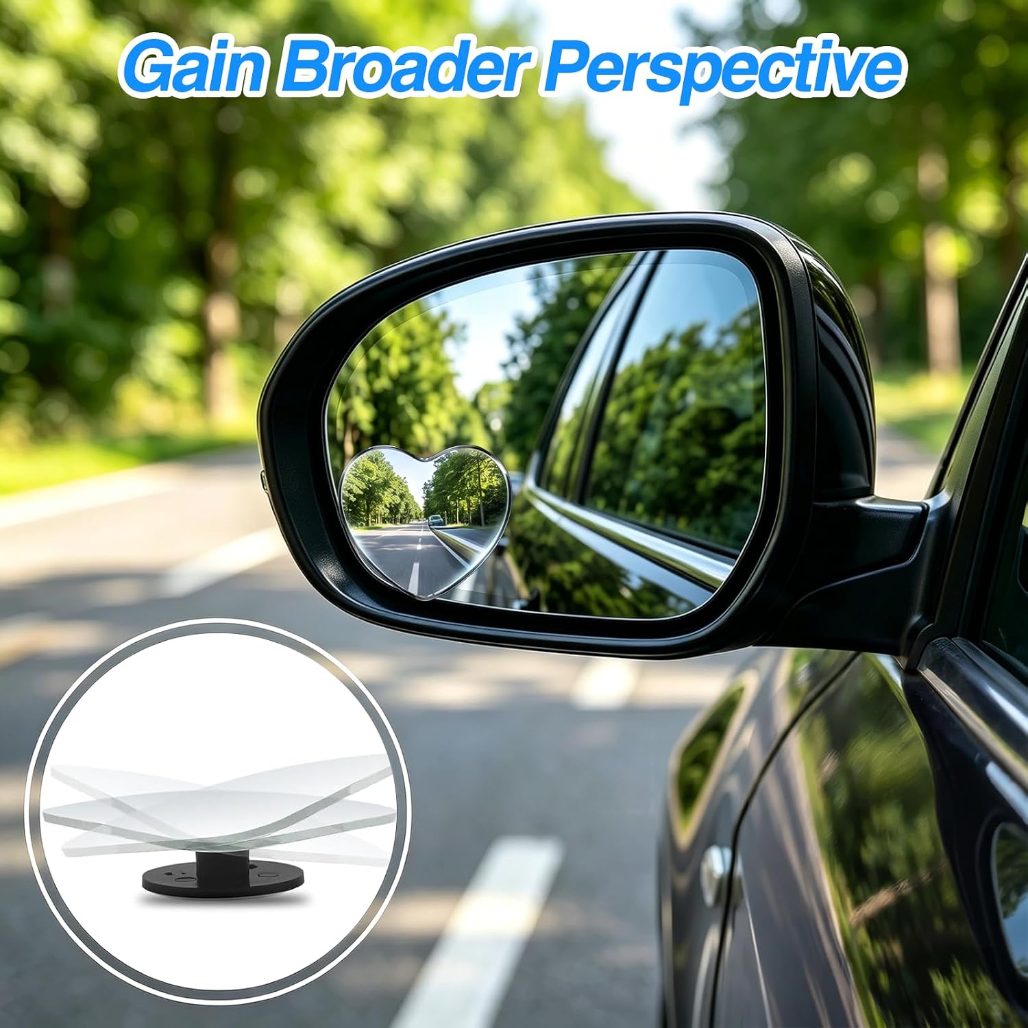 6Pcs Heart Blind Spot Mirror for Car, Convex Mirrors Universal Fit Stick for Blindspot