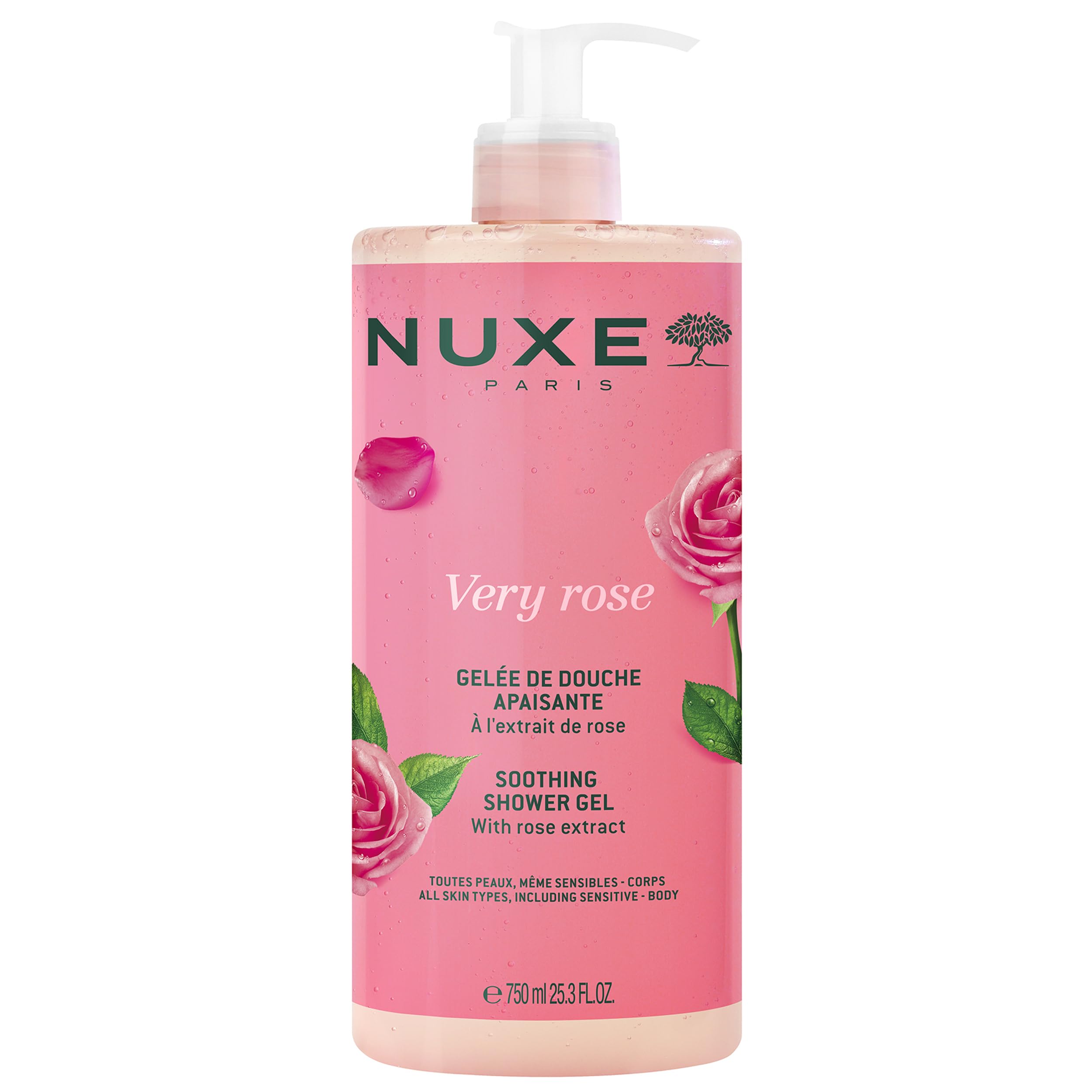 Very Rose Soothing Shower Gel. Gentle Body Wash for All Skin Types, Delicately Scented with Rose Floral Water, 25.3 Fl Oz