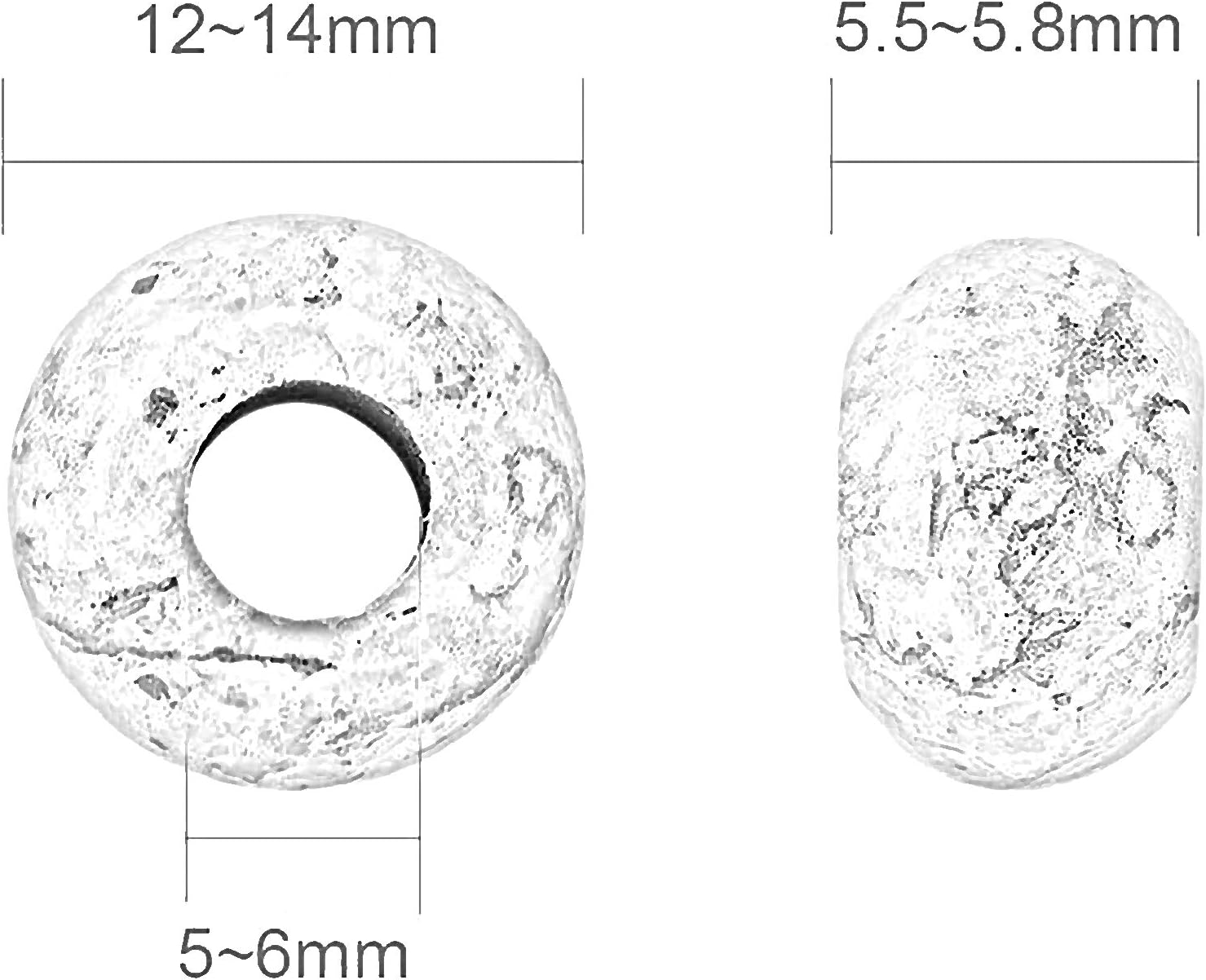 Yuncai 50 PCS Large Hole Stone Loose Beads for Jewelry Making Polished Rondelle European Beads fit Charms Bracelet(50 Mix)