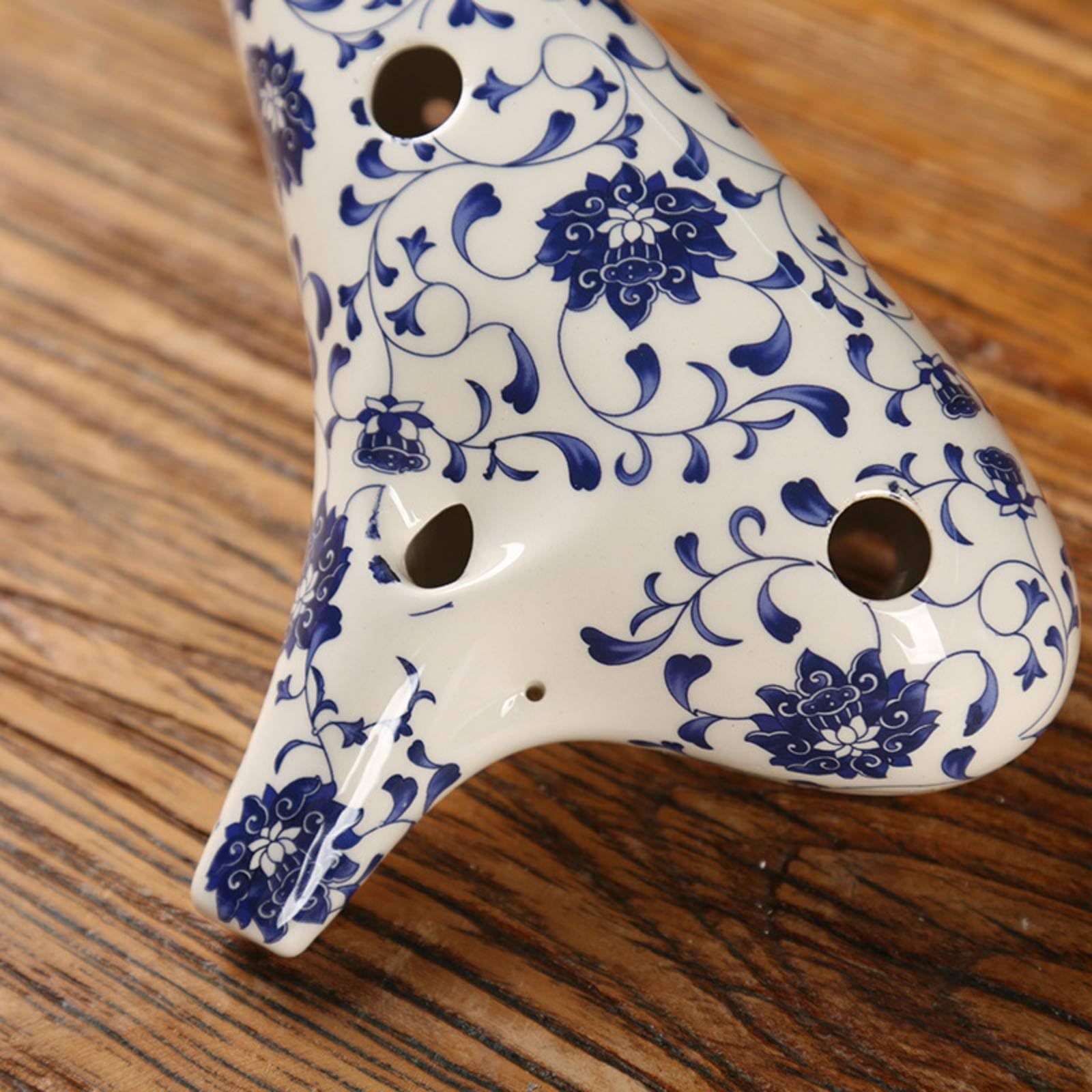 Ocarina in Ceramica 12 Fori Flauto Ocarina Strumento Musicale per Pratica Giornaliera Suono Nitido Finitura Porcellana Lavorata Fori Precisi Presa