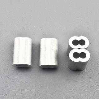 Hahiyo Aluminum Sleeve Double Barrel Ferrule Diameter 3/16inch Crimp Loop Ferrule Hold Cable Tight Strong Easy Thread Install Not Wire Slide Curve Properly Durable Sturdy for Rope Railing Silver 35pcs