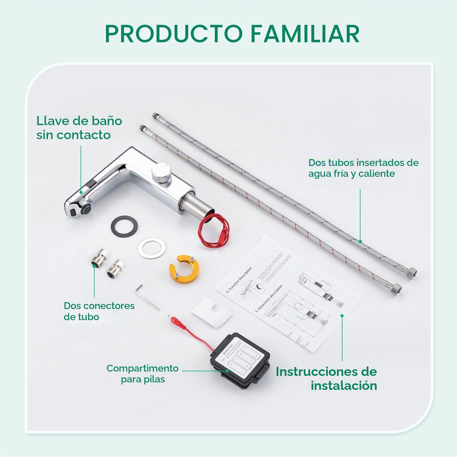 CREA Grifo Baño con Sensor Automático, Grifo Lavabo con Automático Infrarrojo, Grifo Mezclador Sensor, Moderno Grifo Baño Lavabo Automático, Grifo Monomando Inteligente, Cromo