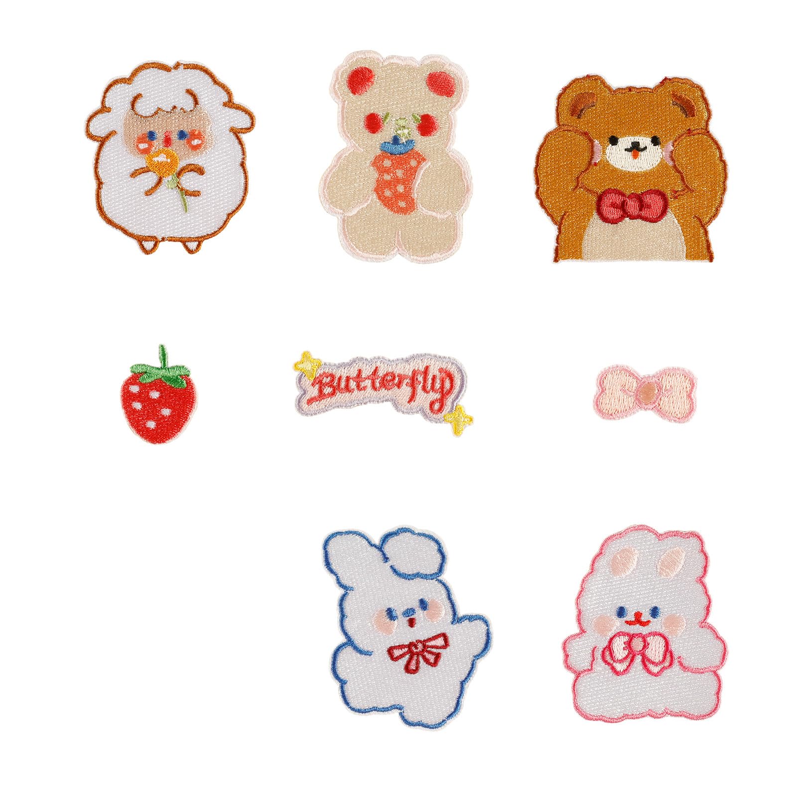 Tsophreniq 8 Pcs Cartoon Rabbits Iron on Patches Animal Repair Patches Sewing on Applique for Clothing Jeans Hat Backpacks