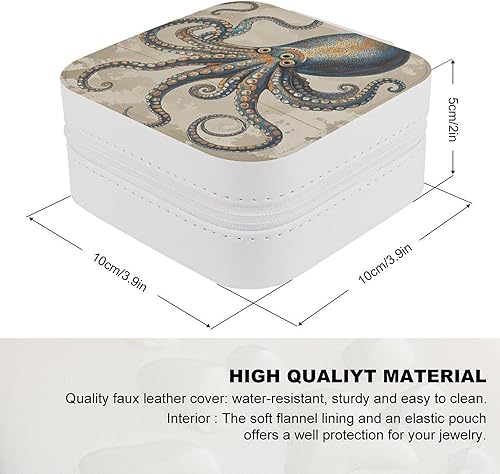 Miniatura 2 de Retro Octopus Jewelry Box PU Leather Travel Jewelry Case Ring Storage Box Portable Trinket Storage Case Trinket Organizer Boxes Small Jewelry