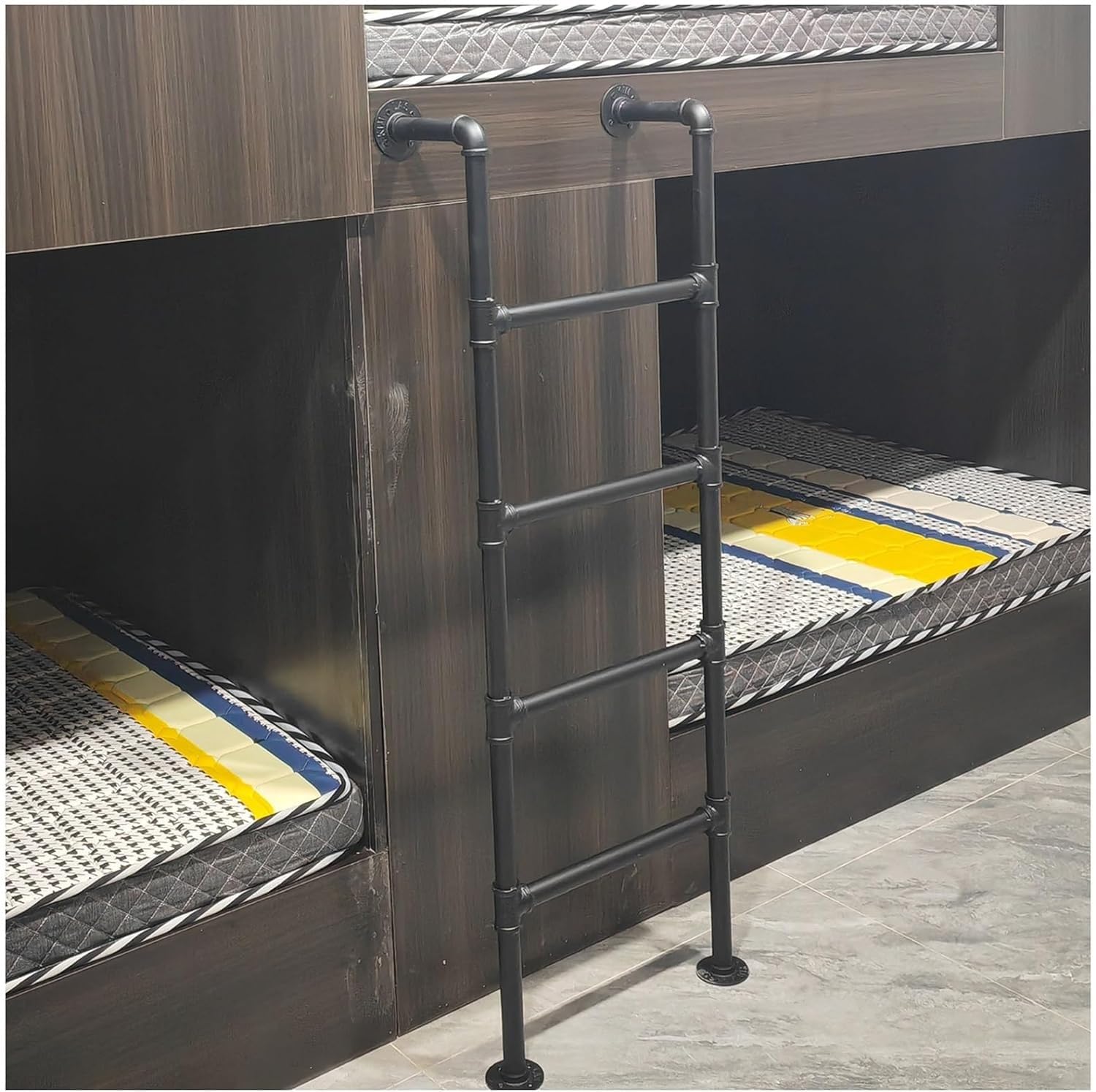 Scala di Emergenza in Ferro Resistente per finestre del seminterrato, Scala Regolabile per Letti a Castello, roulotte, Camper, Scala in Metallo per Letto a soppalco (Nera, 2,2 m/22