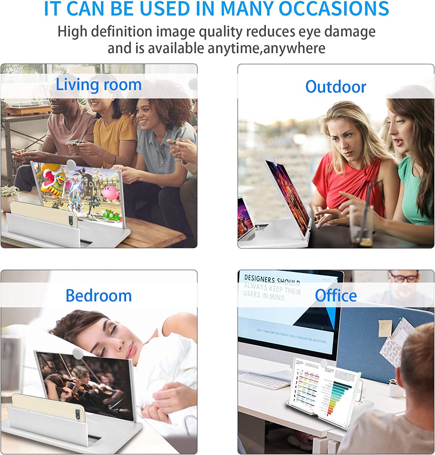 Yongheng 14 pollici Lente di ingrandimento per cellulare da, 3D HD Ingranditore schermo smartphone,anti-Blu-ray,Supporto pieghevole portatile,compatibile tutti i telefoni intelligenti