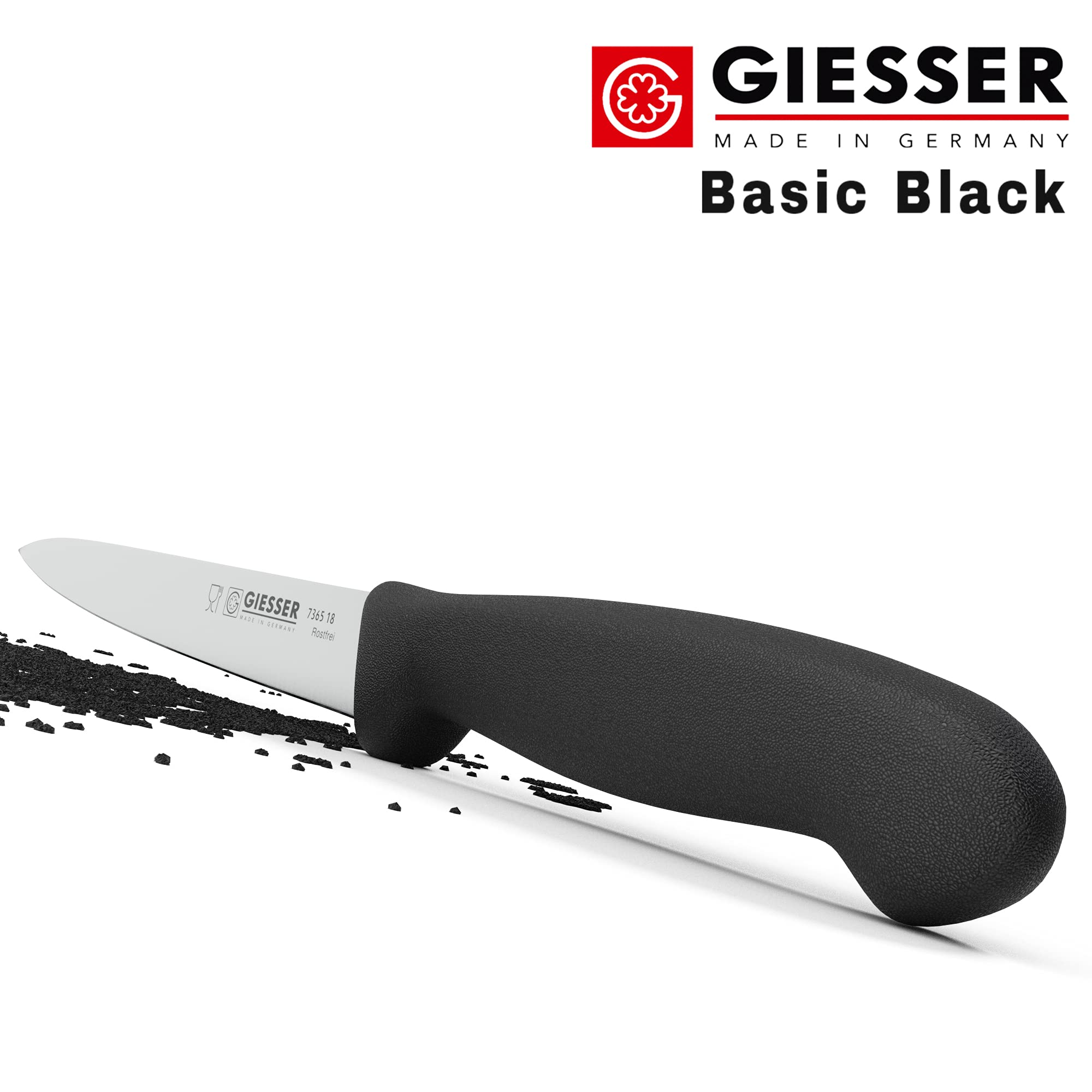 Giesser depuis 1776 - fabriqué en Allemagne - Couteau à fileter noir, Basic Black, lame 18 cm, antidérapant, couteau à fileter lavable au lave-vaisselle, inoxydable