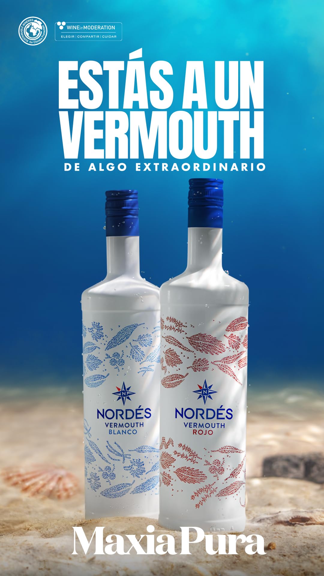 Nordés Pack Vermut Rojo 1 L + Vermut Blanco 1 L | Vermú Premium | Sabor único y diferente | Elaborado "Amodiño"