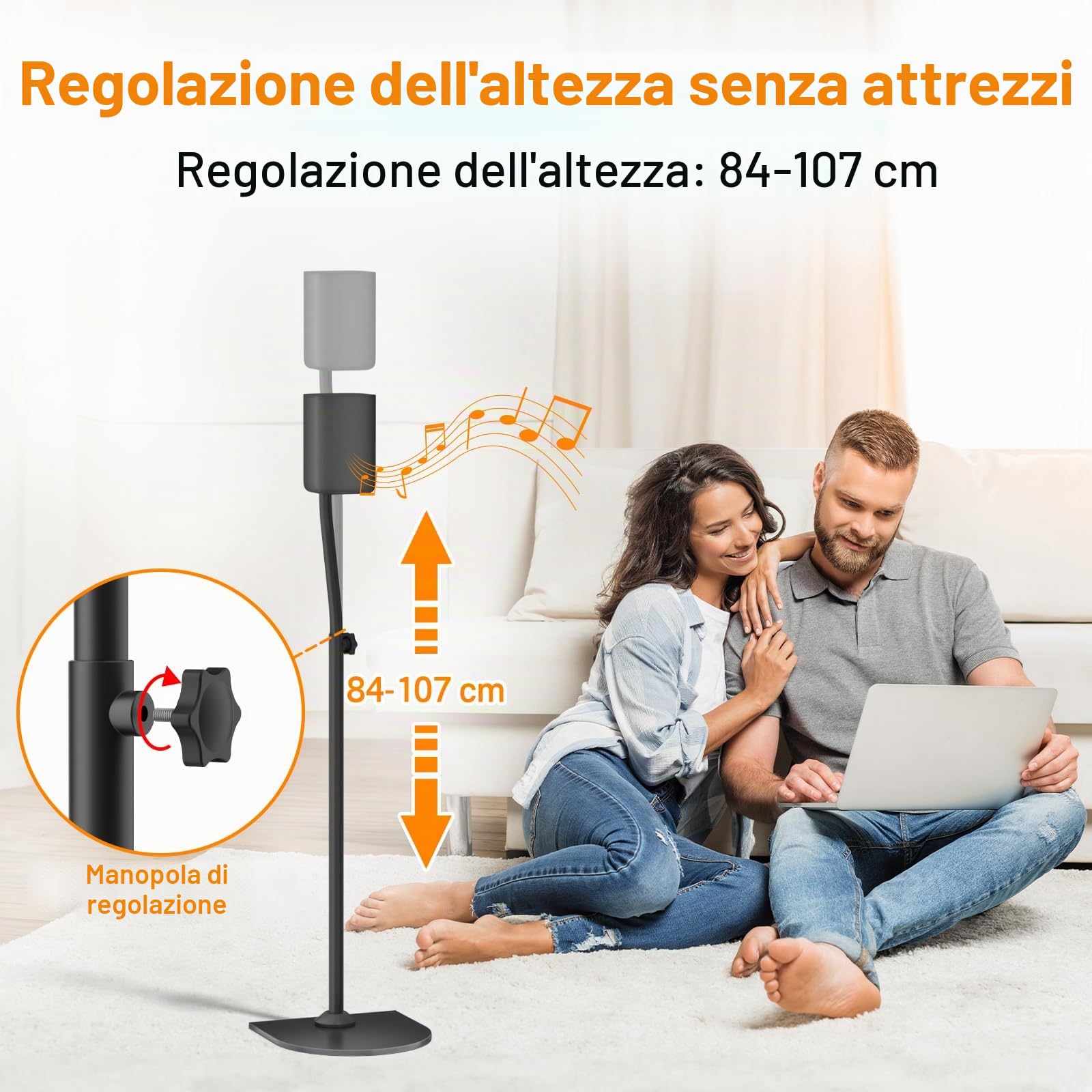 Supporti universali per altoparlanti Surround in coppia, altezza regolabile da 83,82 cm a 106,68 cm - Supporti posteriori per altoparlanti per LG, Vizio, Sony, Samsung I supporti più comuni per