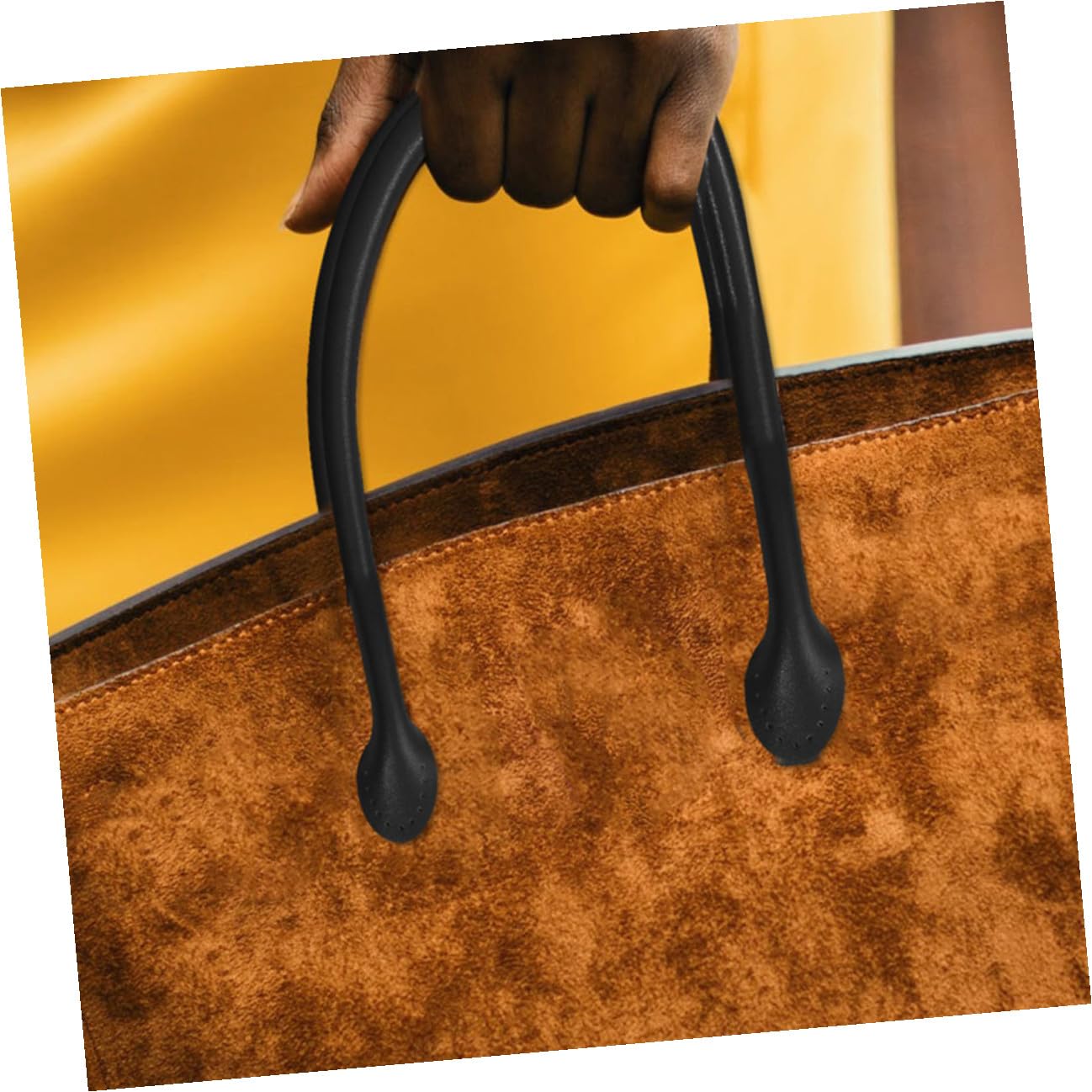Housoutil 10 Piezas Mango de Bolso de Cuero PU Negro para Reemplazo y Manualidades Accesorios Resistentes para Bolsos Asas para Costura DIY y Reparación de Bolsas