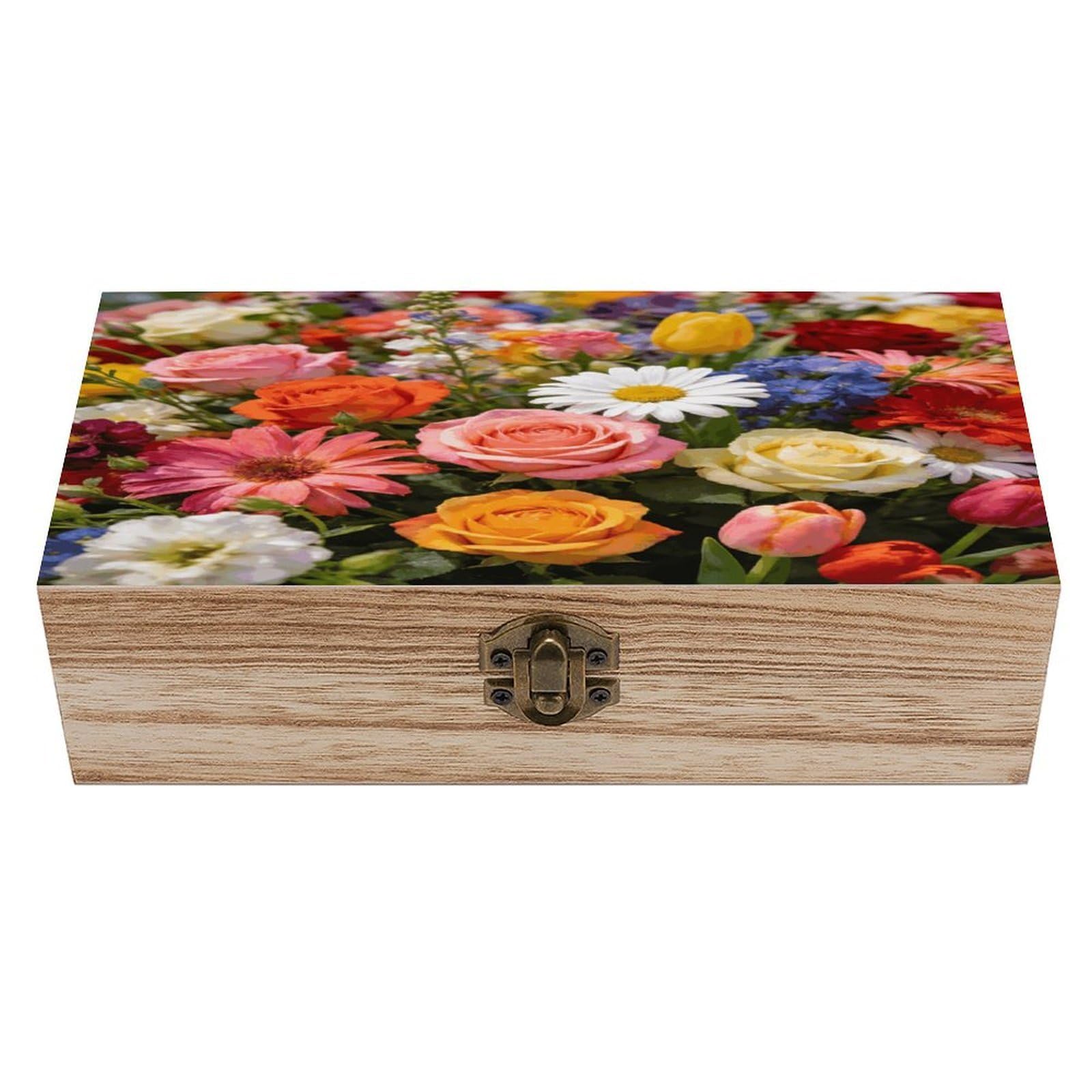 LZQPOEAS Colorful Fields Wooden Keepsake Box Wooden Storage Box Container with Hinged Lid Beautiful Wood Memory Box Decorative Jewelry Case for Crafts Art Hobbies & Trinket Storage