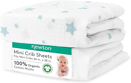 Newton Baby Mini sábana bajera orgánica para cuna (paquete de 2)  100% transpirable y ultra suave, 100% algodón de muselina orgánico, 24 x 38 disponible en Yaxa Colombia