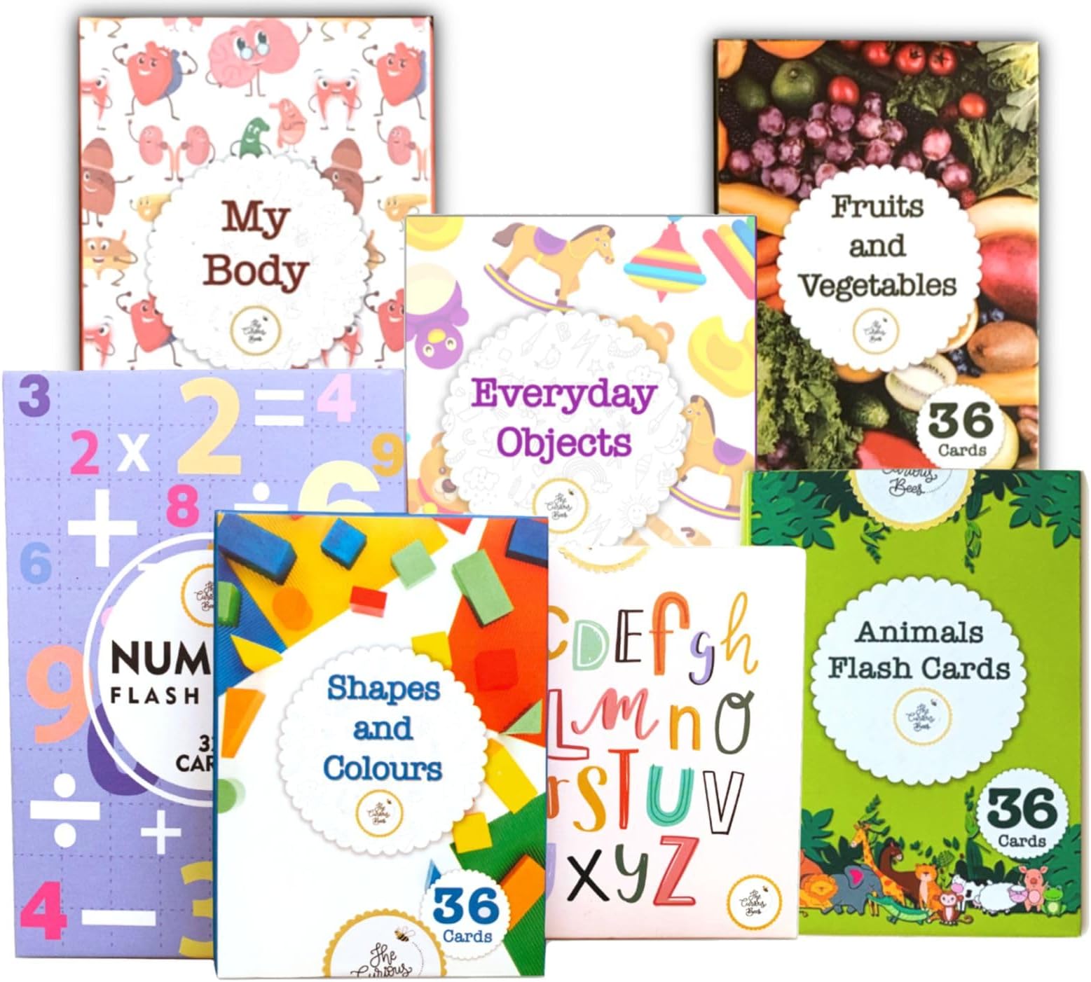 Set of 7 Educational Concepts | 200+ Anti-Glare Learning Cards | Montessori Inspired Fun & Easy to Learn Toys for Kids