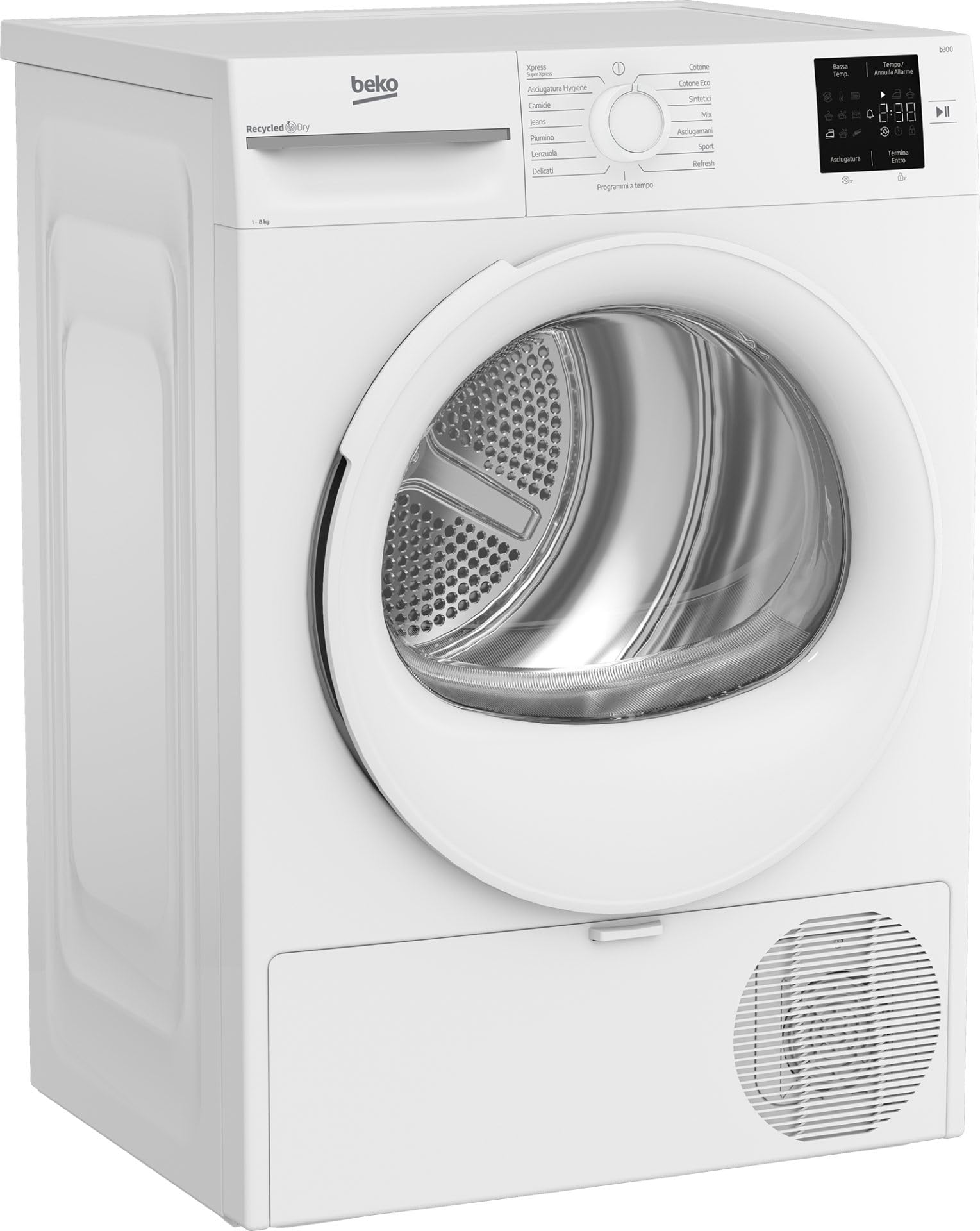 Beko Asciugatrice BMTR38W 8 Kg, con Pompa di calore, Libera Installazione, Display digitale, Classe energetica D