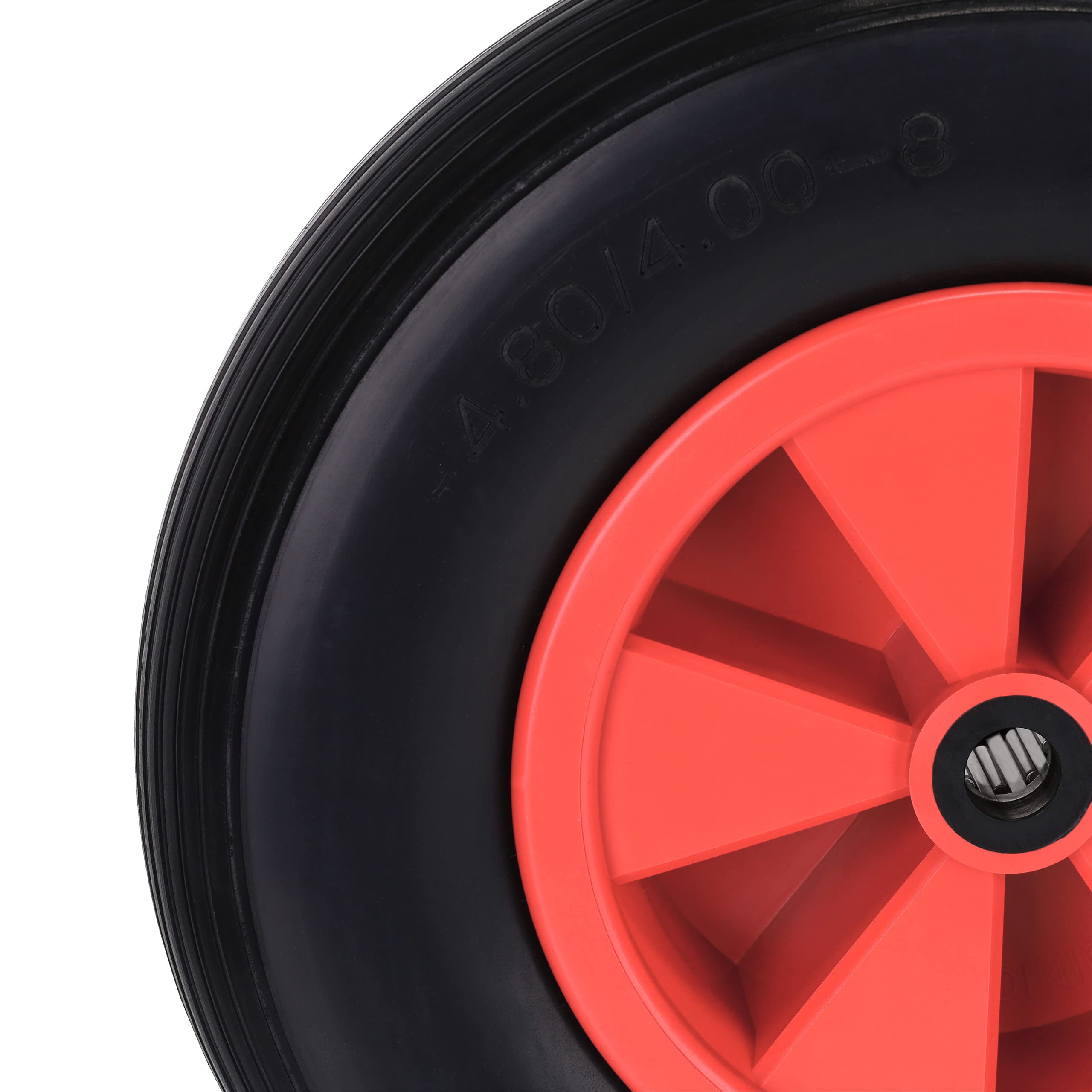 Relaxdays Roue de brouette 4.80/4.00-8, Caoutchouc en PU, Jante Plastique, Charge Max. : 100 kg, increvable, Rouge/Noir