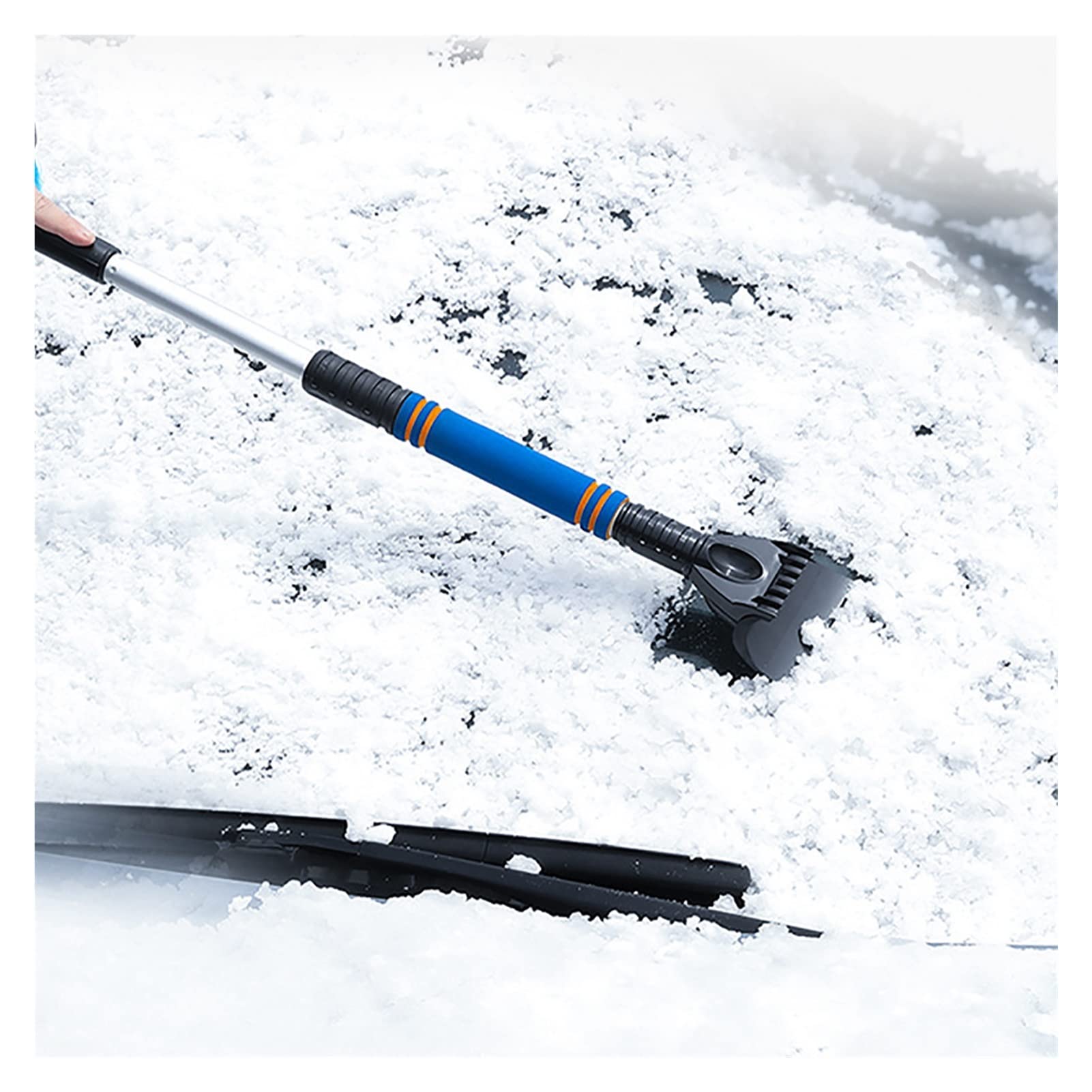 Brosse à Neige pour Pare-Brise Brosse à Neige de Voiture avec grattoir à Glace et poignée en Mousse Amovible Déneigement Brosse à Neige Compatible avec Le Pare-Brise Auto SUV