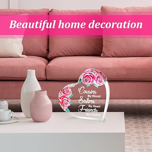 Miniatura 6 de Tuanse Regalos de primas para mujeres, recuerdo de corazón acrílico, primas, por Blood Sisters de Heart Friends, por elección, regalos de cumpleaños