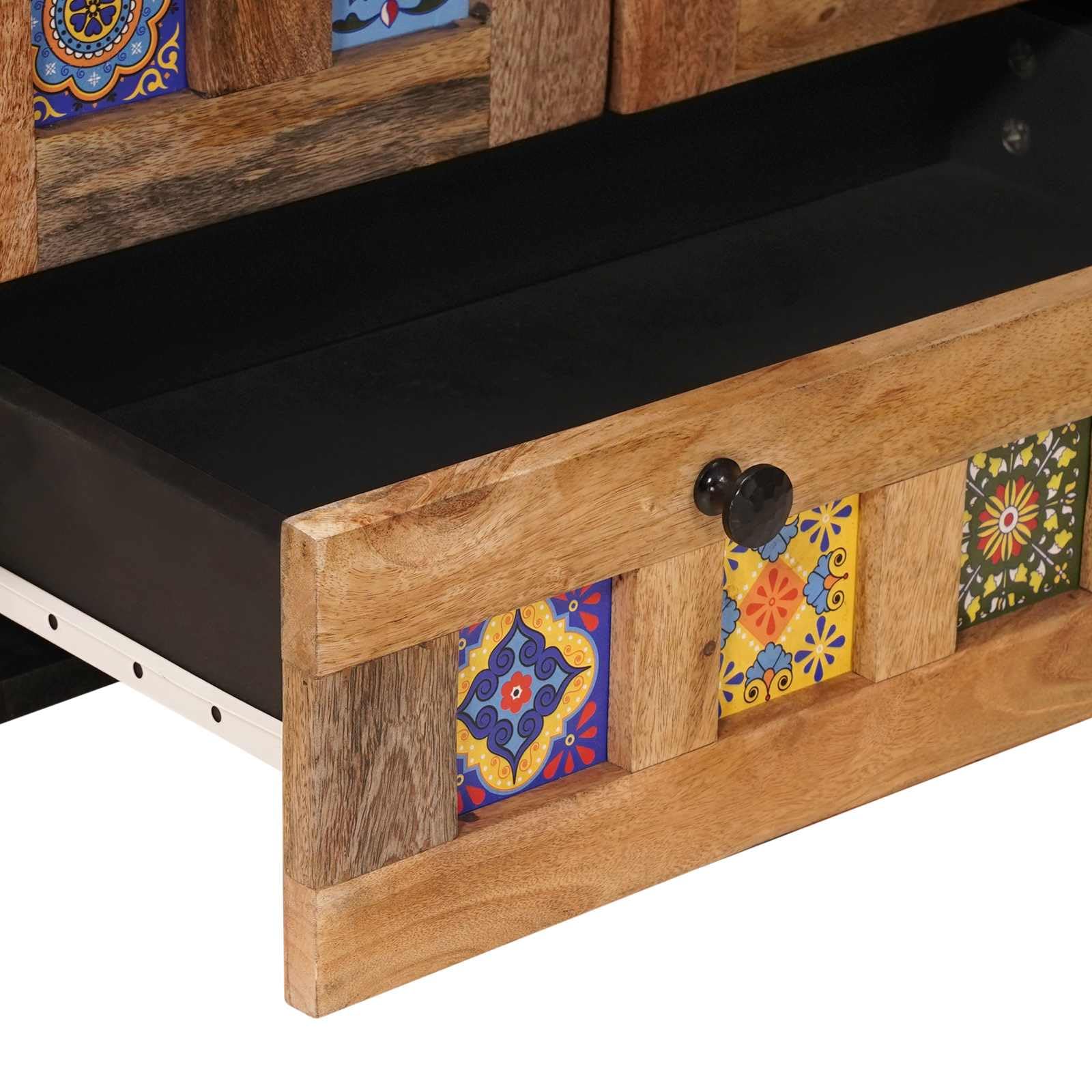 Alta calidad Highboard con puerta natural 60 x 33,5 x 100 cm madera maciza mango mucho espacio de almacenamiento para salón, comedor y oficina