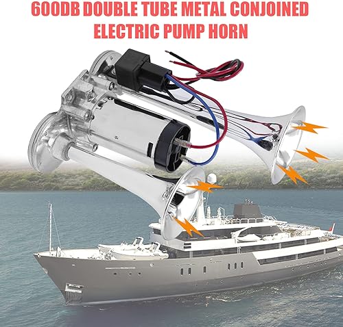 Miniatura 2 de Bocina de tren de 600 DB para camión, bocinas de tren para camionetas, kit de bocina de aire de trompetas dobles de 12 V, altavoz de barco, coche,