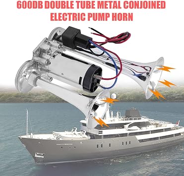600DB Train Horn for Truck, Train Horns for Pickup Trucks, 12V Dual Trumpets Air Horn Kit, Boat Car Train Ship Van Speaker (Silver)