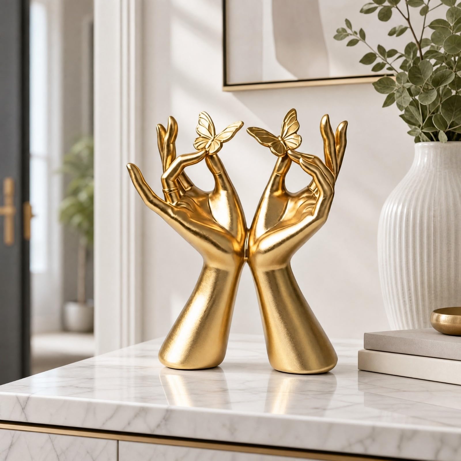 LOVIVER Escultura con s Artística Adorno Escultural Decoración para Estantería, Oro