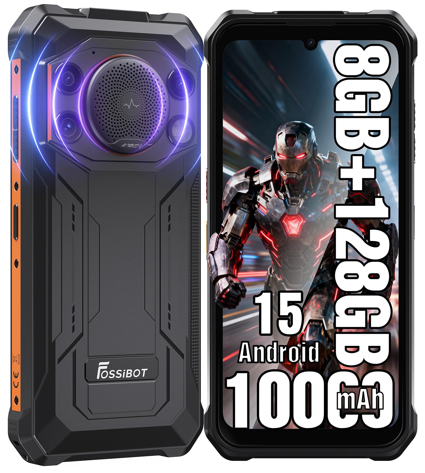 FOSSiBOT F110L SIMフリー スマホ 本体 Android 15 スマホ 8GB RAM+128GB ROM 2TB拡張可能 10000mAhの大容量バッテリー タフネススマホ 防水防塵耐衝撃 6.745インチHD+ 大画面 アンドロイドスマホ 50MPカメラ 4GデュアルSIM、NFC、OTG、BT、指紋認識、顔認証、安全、実用、防災、技術適合認(オレンジ色)