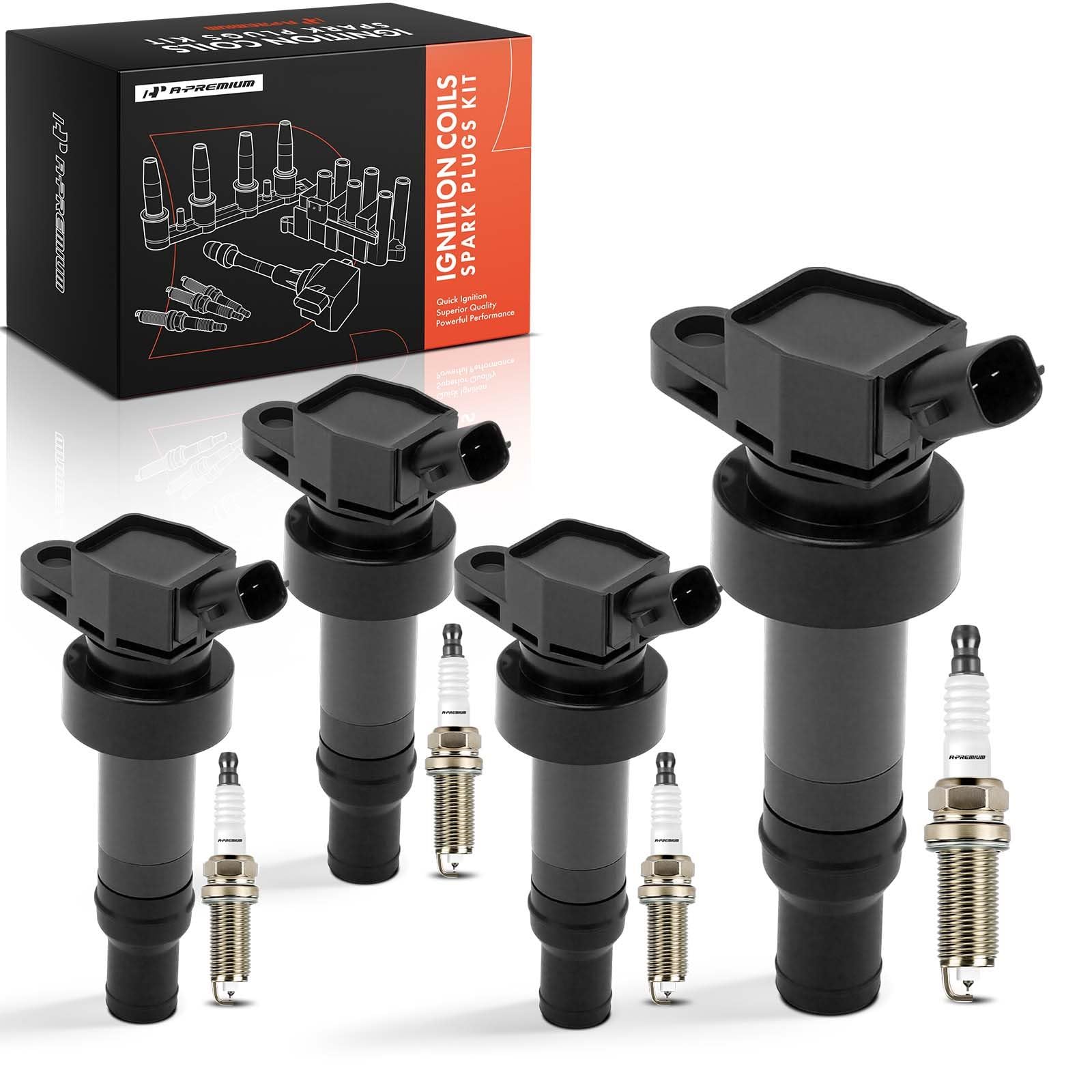 A-Premium Set of 4 Ignition Coil Pack and Iridium Spark Plugs