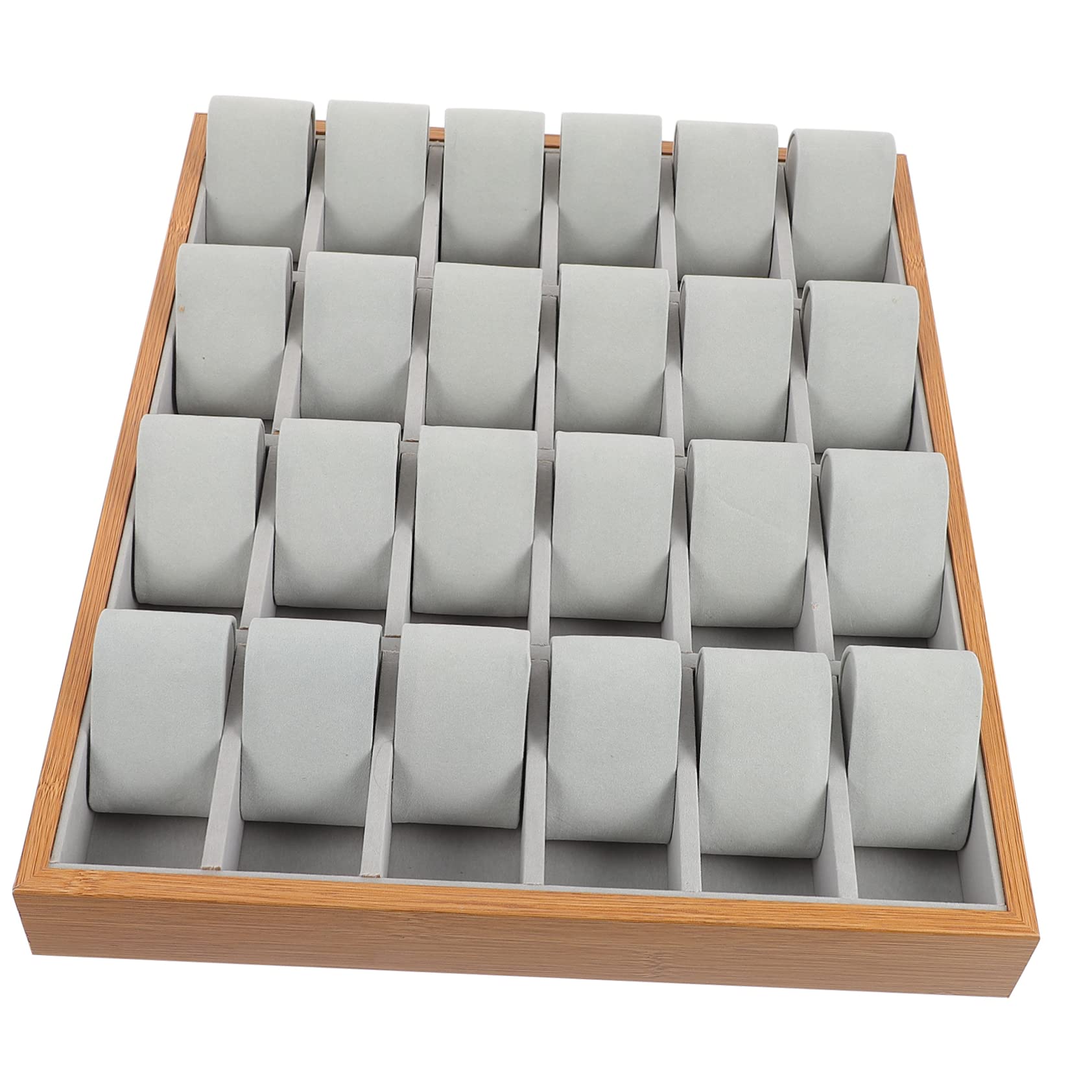 Mikikit Uhrenaufbewahrungsbox 24 Fächer Beige für Präsentation | Schmuck und Kleinteile, für Privatnutzung und Ladenpräsentation, Elegante Optik