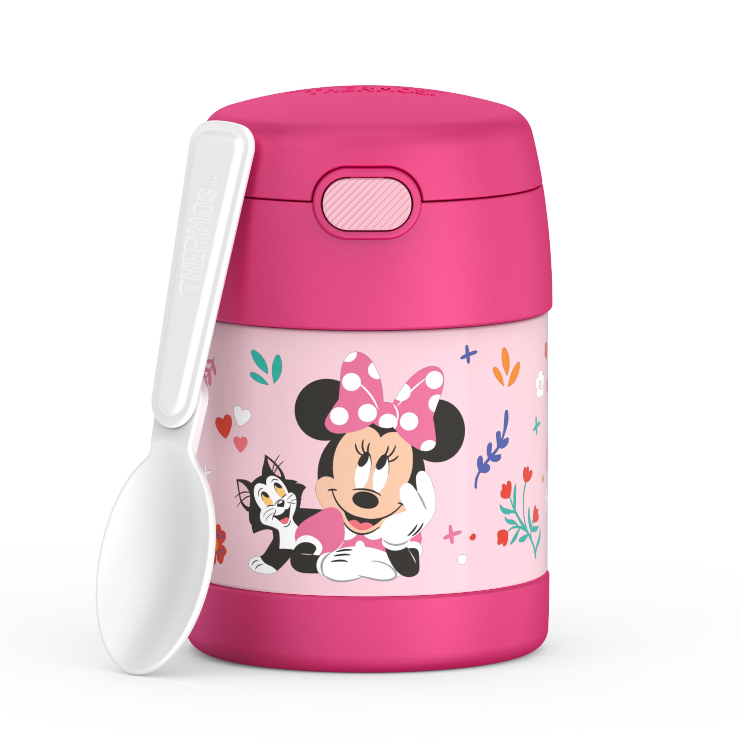 THERMOS FUNTAINER 10 Ounce Stainless Steel Vacuum Insulated Kids Food Jar with Spoon, Preschool Minnie