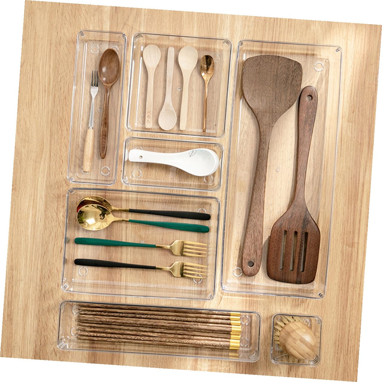 Sewroro Cajas de Almacenamiento Transparentes Bandejas Organizadoras para Maquillaje Joyas y Utensilios de Cocina para Baño y Escritorio