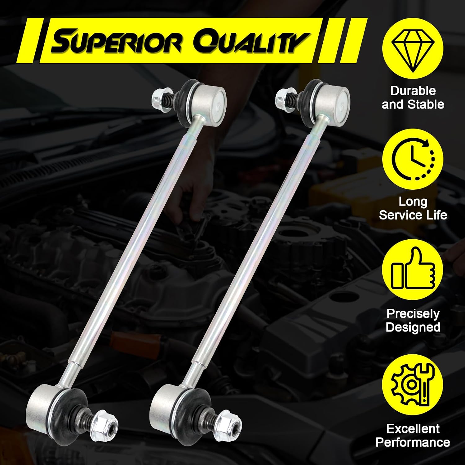 2PCS Rear Stabilizer Sway Bar End Link, Compatible with Toyota Camry Highlander Avalon Venza Solara & Lexus RX350 RX400h ES300 ES300h ES330 ES350 RX330, Replace# K90345