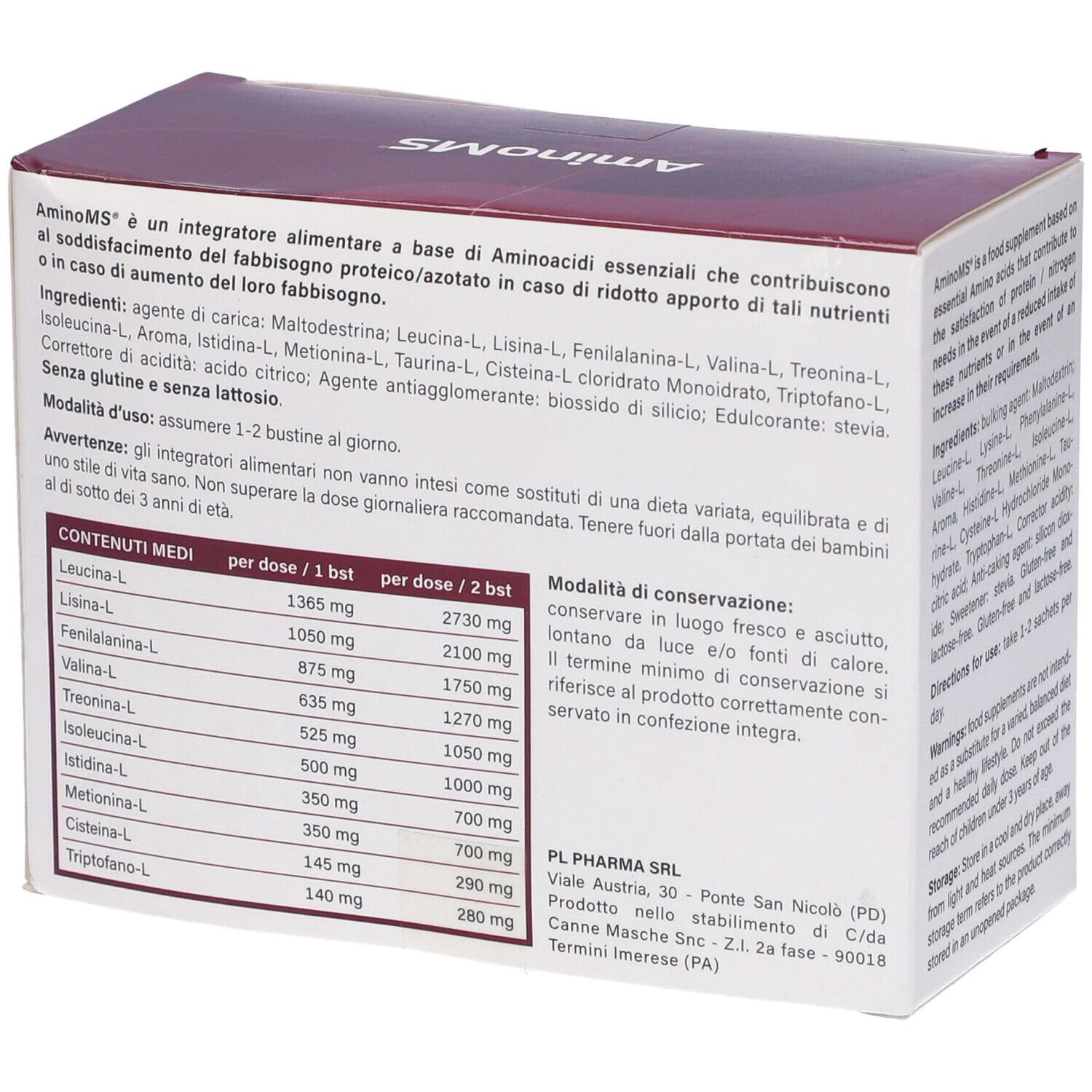 AMINOMS 30BUST - Integratore alimentare a base di amminoacidi e vitamine, utilizzato per supportare l'attività sportiva e migliorare la performance muscolare.