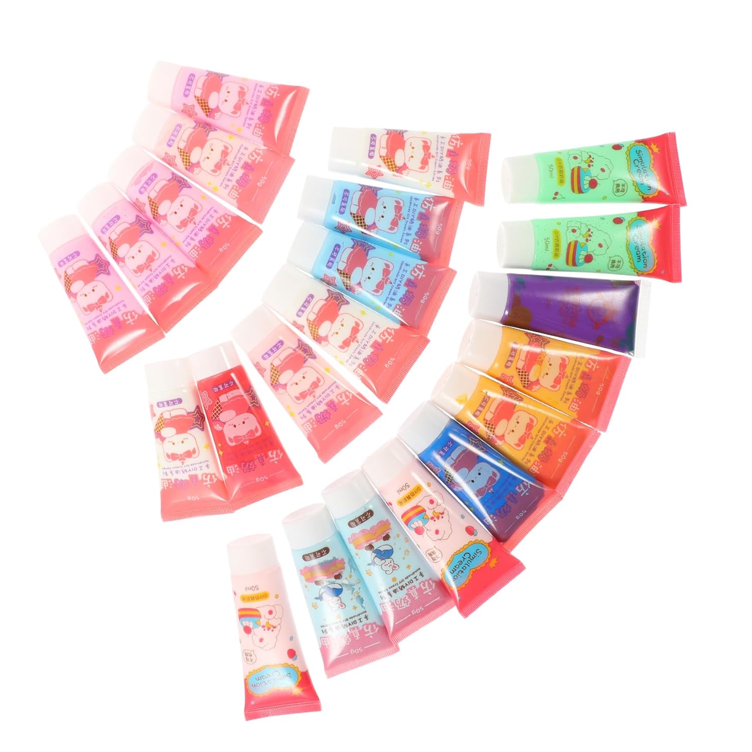TEHAUX 22 Pcs Simulation Cream Glue with Dual Nozzles DIY Cream Glue for Phone Case Decoration Safe Material Kawaii Pattern Kit Random Color
