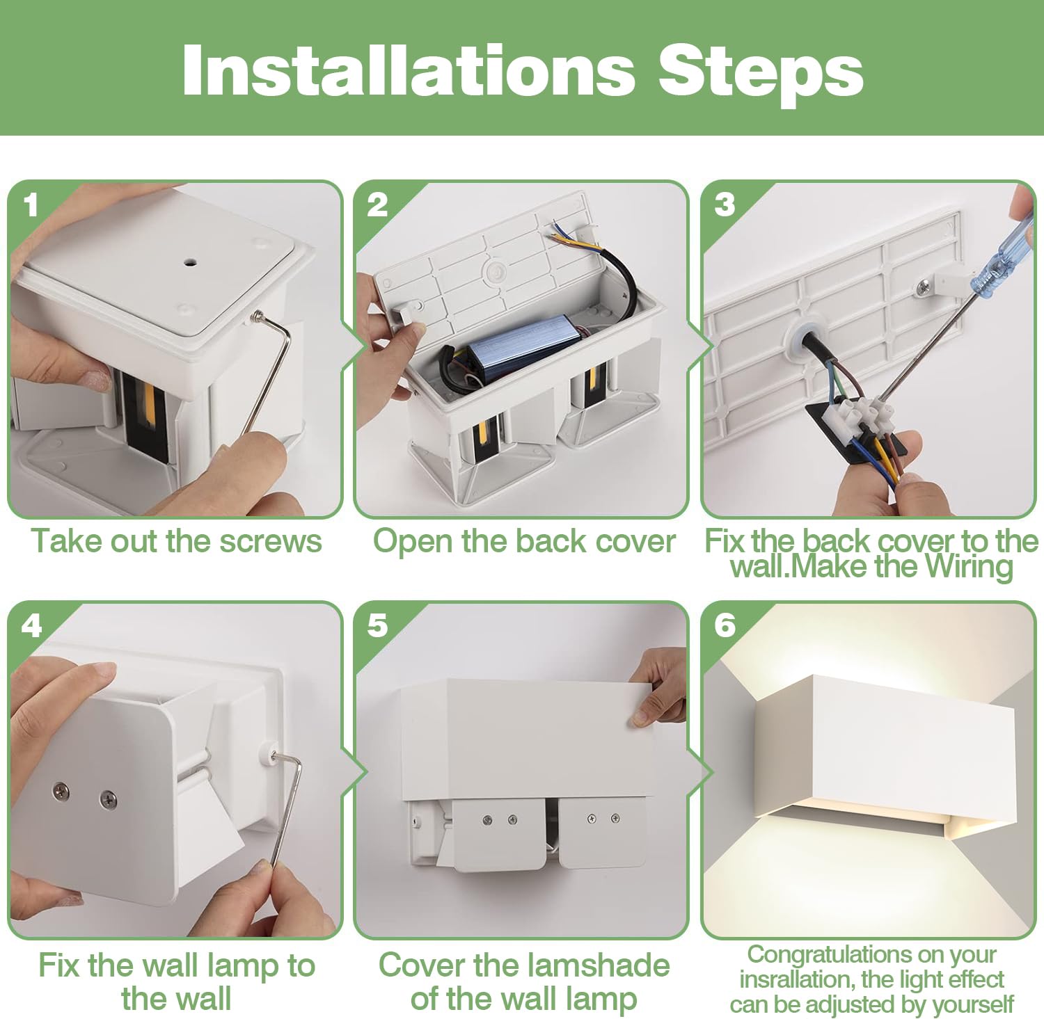 25W Applique da Parete Interno/Esterno 4000K Bianco Naturale Applique Esterno Angolo del Fascio Regolabile Moderno Lampade da Parete IP65 Impermeabile Bianco