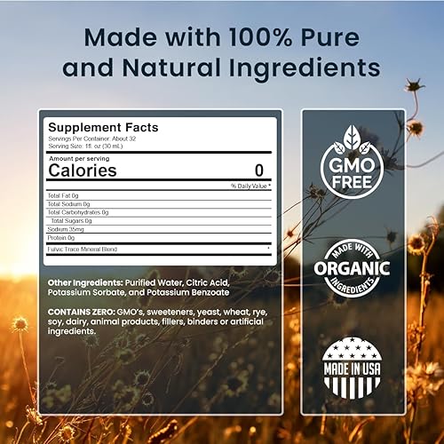 Miniatura 5 de Minerales quelados líquidos, mezcla de minerales fúlvicos húmicos orgánicos, más de 72 minerales a base de plantas, 20 aminoácidos esenciales, 100%