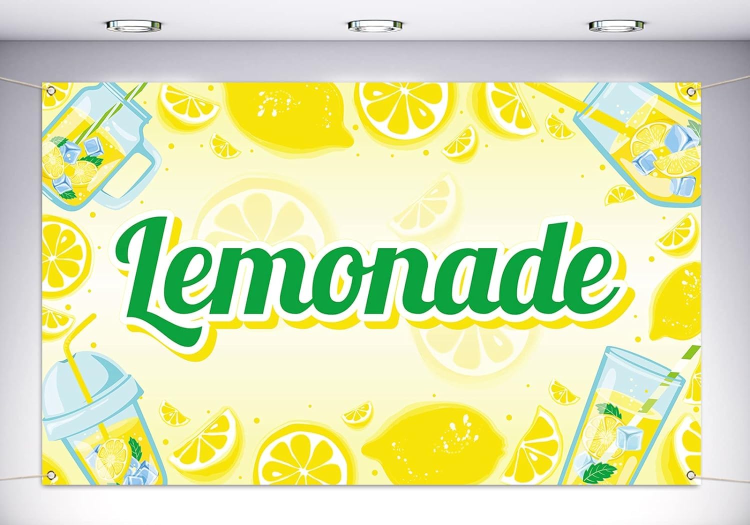 Vohado Lemonade Backdrop Lemonade Stand Decorations Summer Lemon Themed Birthday Bridal Shower Party Supplies Photography Background Wall Decor (7×5ft)
