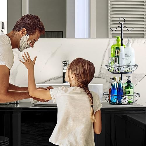 Miniatura 5 de Cesta de frutas  Frutero de 2 niveles con colgador de plátano para encimera de cocina  Elegante negro