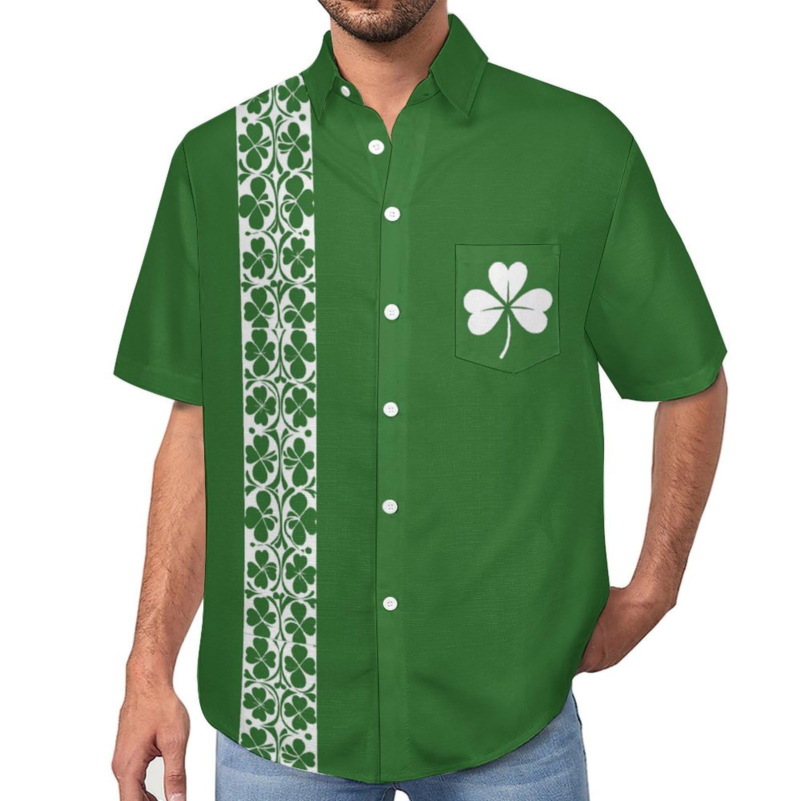 Bengbobar St Patricks Day Shirt Men Shamrock Irish Tee Top Green Clover Shirts Casual Loose Short Sleeve Shirt