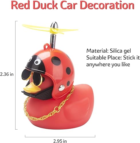 Miniatura 4 de wonuu Adornos de pato de goma para decoración de automóvil, decoraciones de tablero de automóvil, gafas geniales de pato con casco de hélice