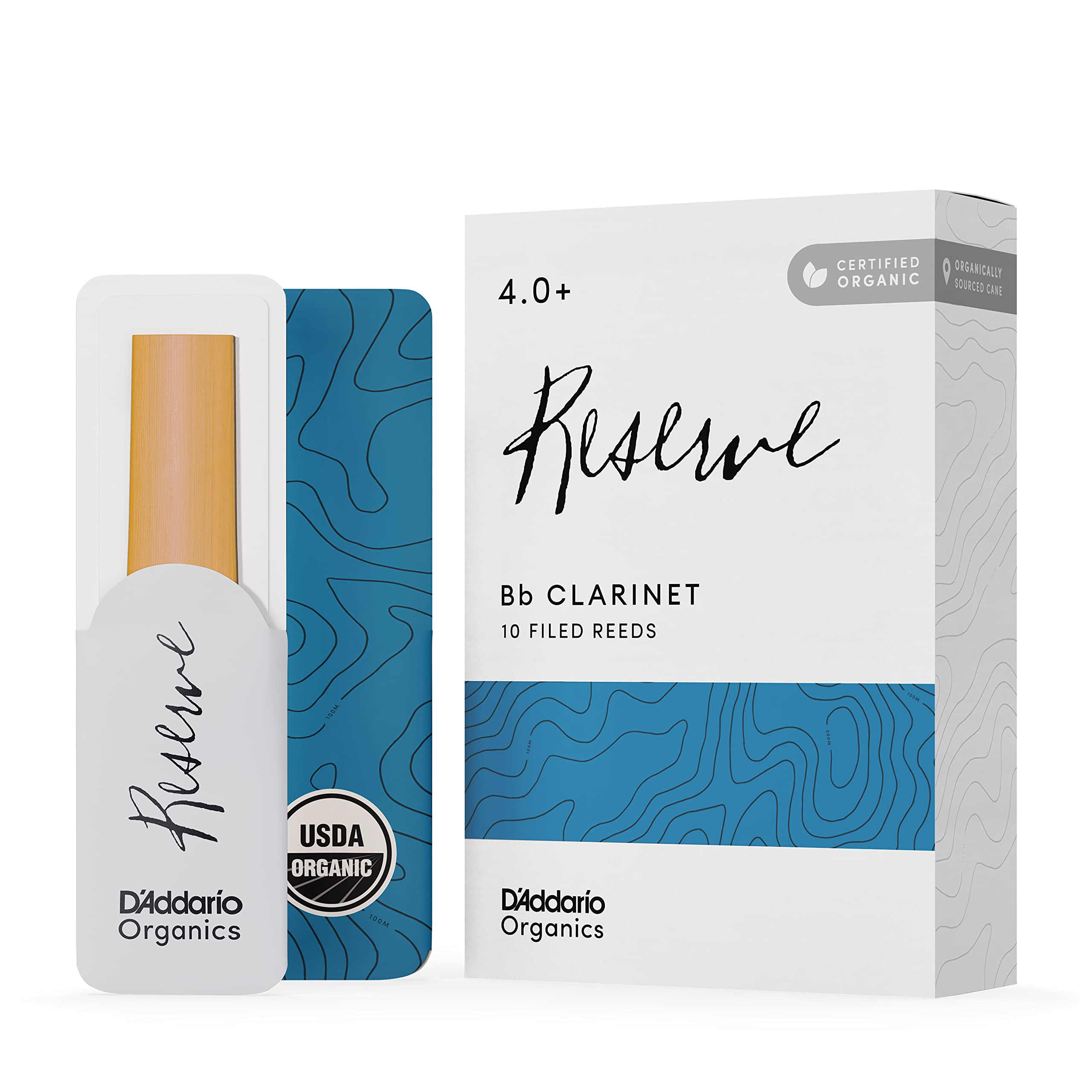 D'Addario Organic Reserve Stroiki Klarnet Bb Twardość 4.0+, 10 Sztuk