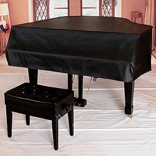 Leather Grand Piano Cover Dustproof Waterproof Moistureproof - Baby Grand Piano Cover Full Triangle Piano Cover with Leather Stool Cover(B,180cm)